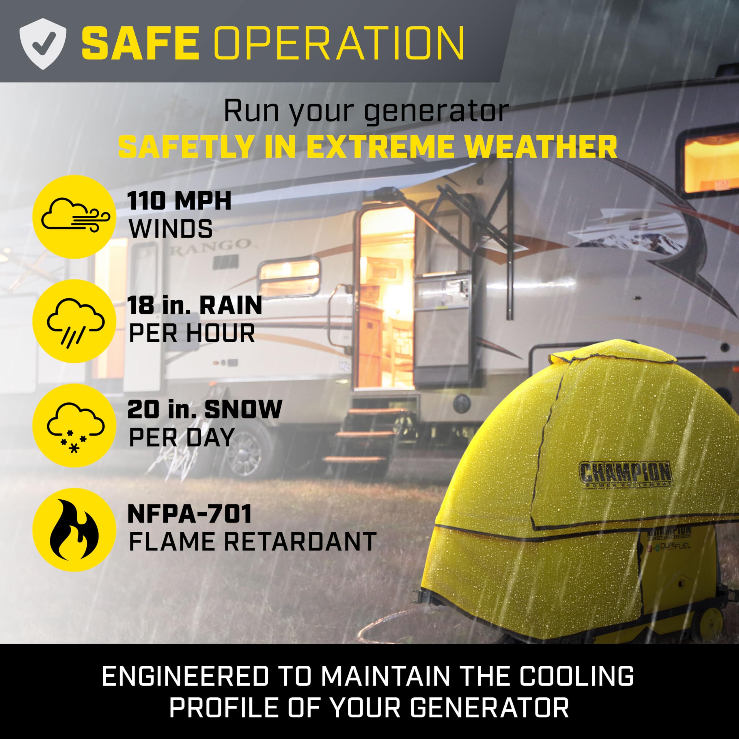 Champion Power Equipment 100376 Storm Shield Severe Weather Portable Generator Cover by GenTent for 4000 to 12,500-Starting Watt Generators