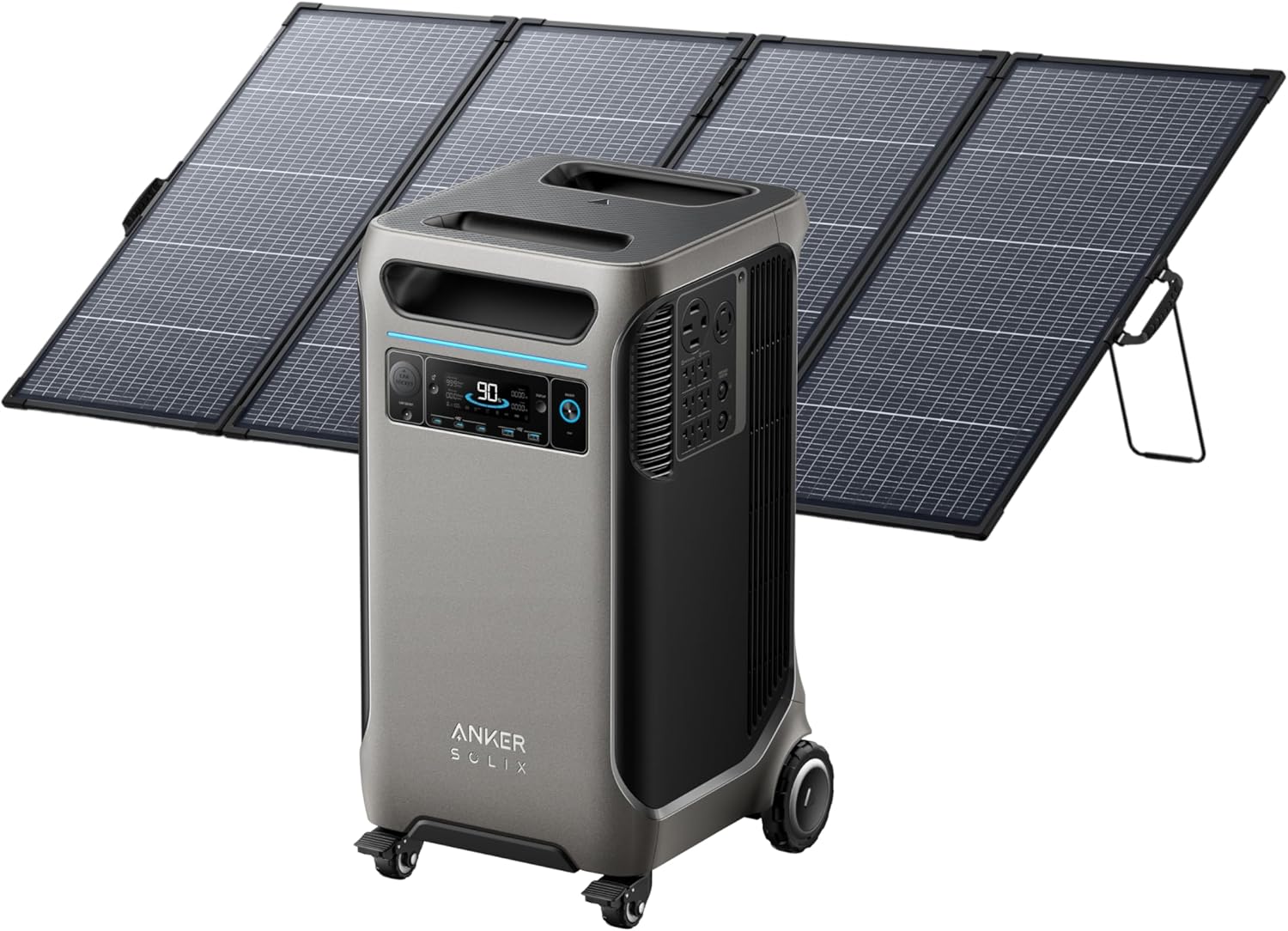 Anker SOLIX F3800 Portable Power Station and BP3800 Expansion Battery with 400W Solar Panel, 7.68kWh LiFePO4 Batteries, 6000W AC Output, Solar Generator for Home Backup, RVs, Emergencies&Power Outages