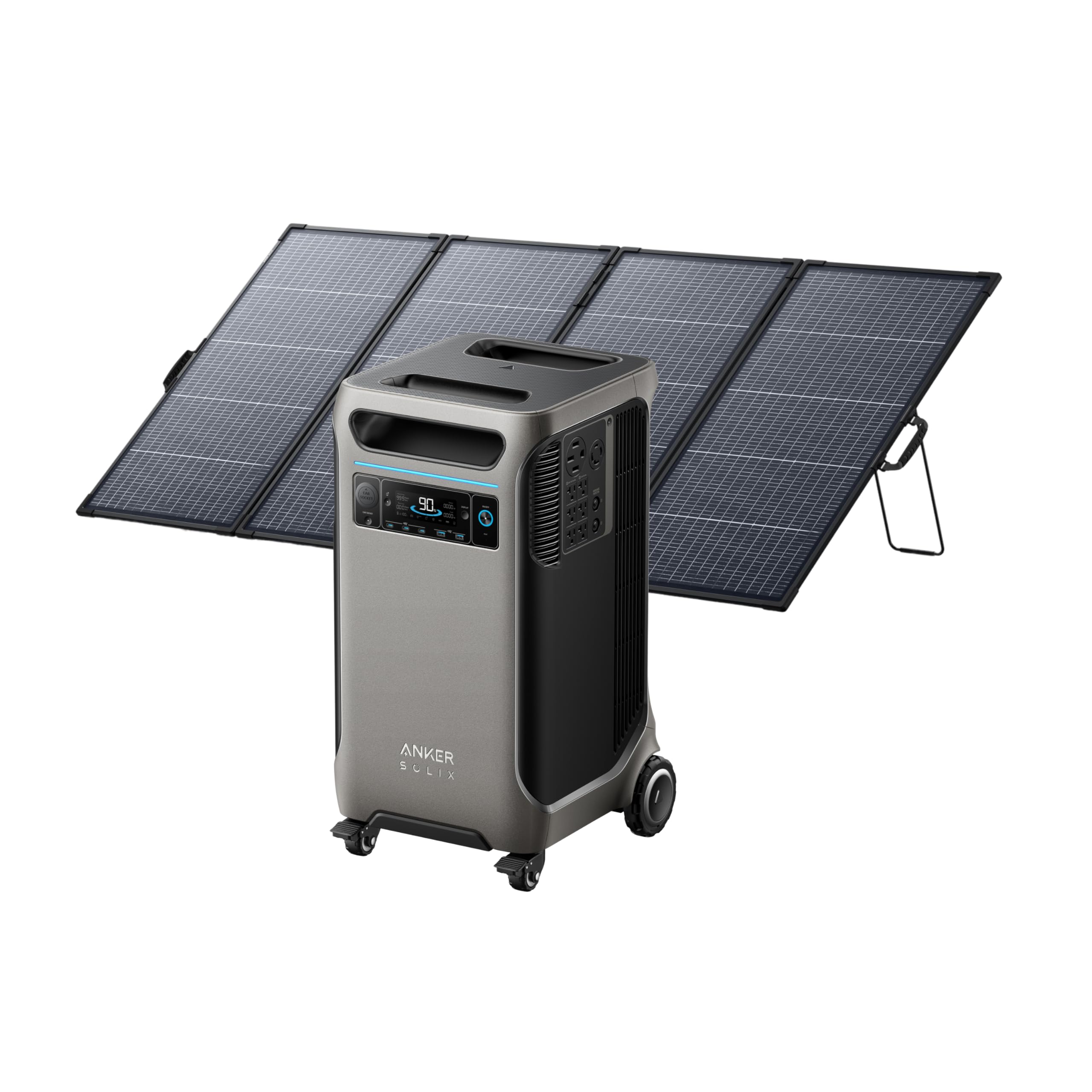 Anker SOLIX F3800 Portable Power Station with 400W Solar Panel, 3840Wh LiFePO4 Battery, 6000W AC output with 120V/240V, Solar Generator for Home Use, RV, Emergencies, Power Outages, Outdoor Camping