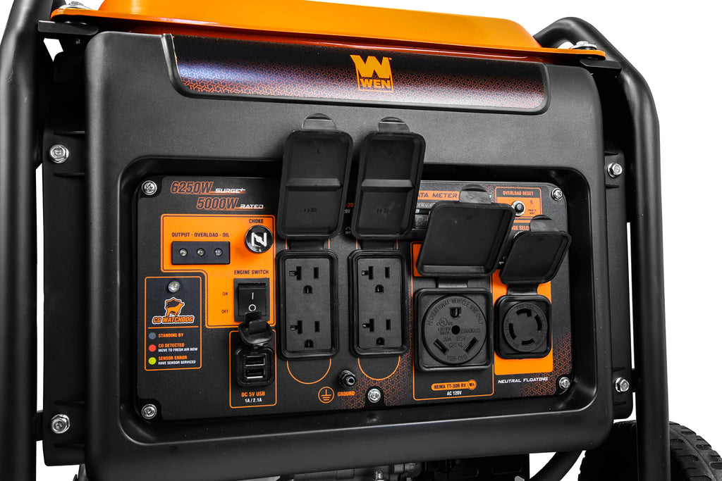 WEN GN400i RV-Ready 4000-Watt Open Frame Inverter Generator, CARB Compliant, Black/orange