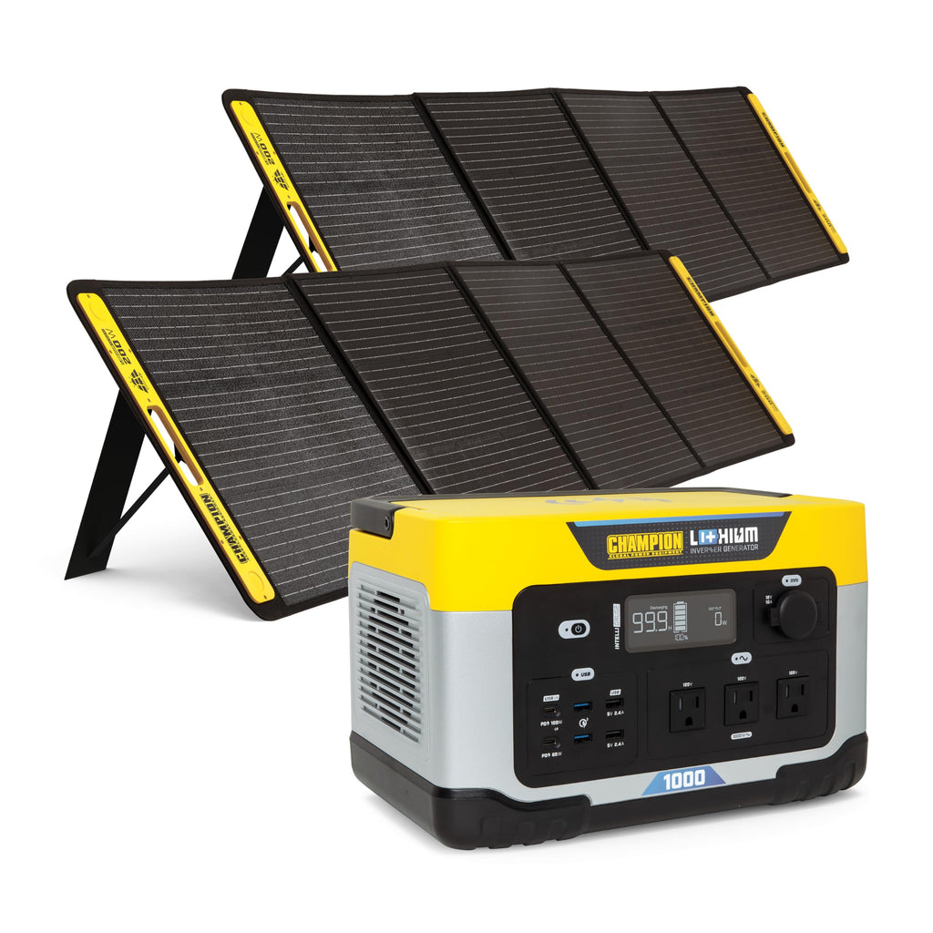 Champion Power Equipment 998-Wh Portable Solar Power Station and Two 200-Watt Solar Panels