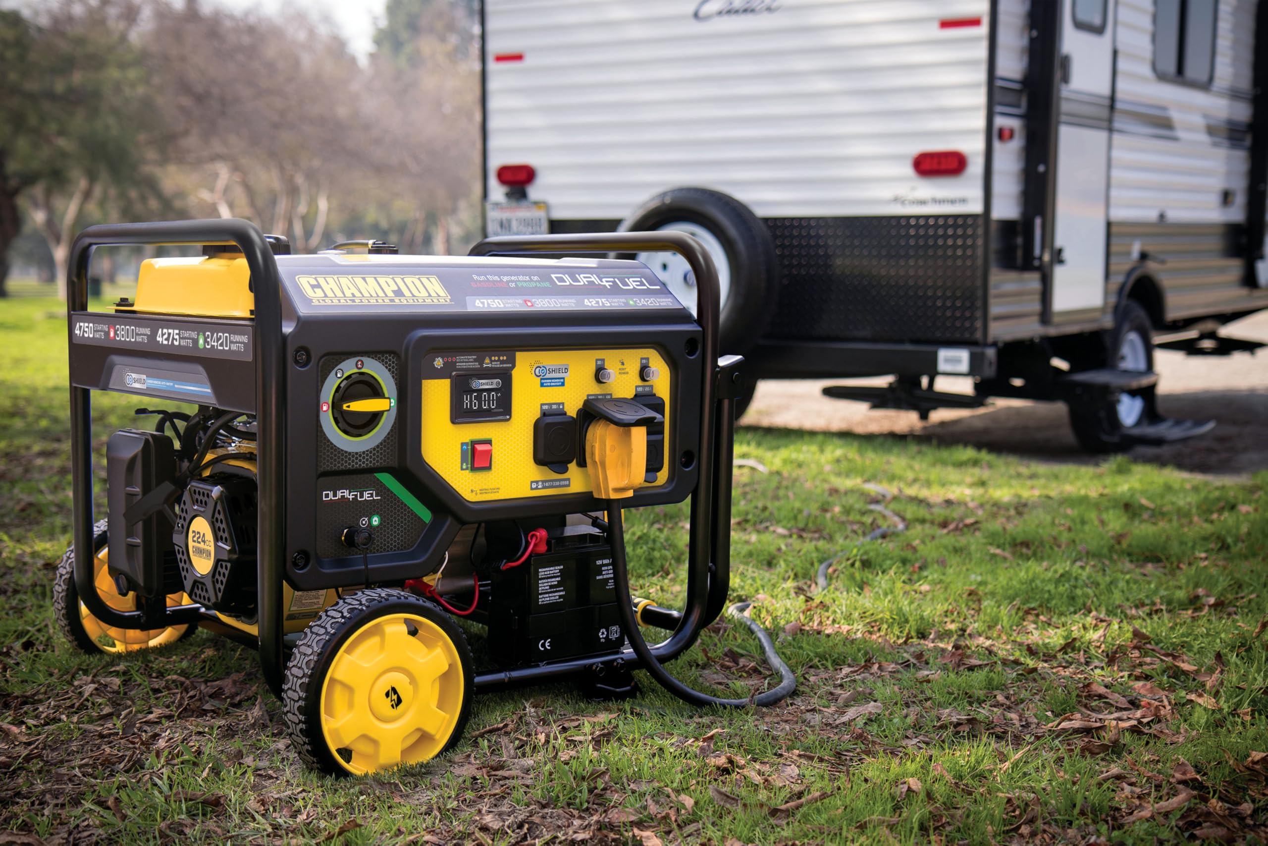 Champion Power Equipment 4750-Watt Electric Start Dual Fuel RV Ready Portable Generator with Free 3-Year Warranty, CARB Compliant