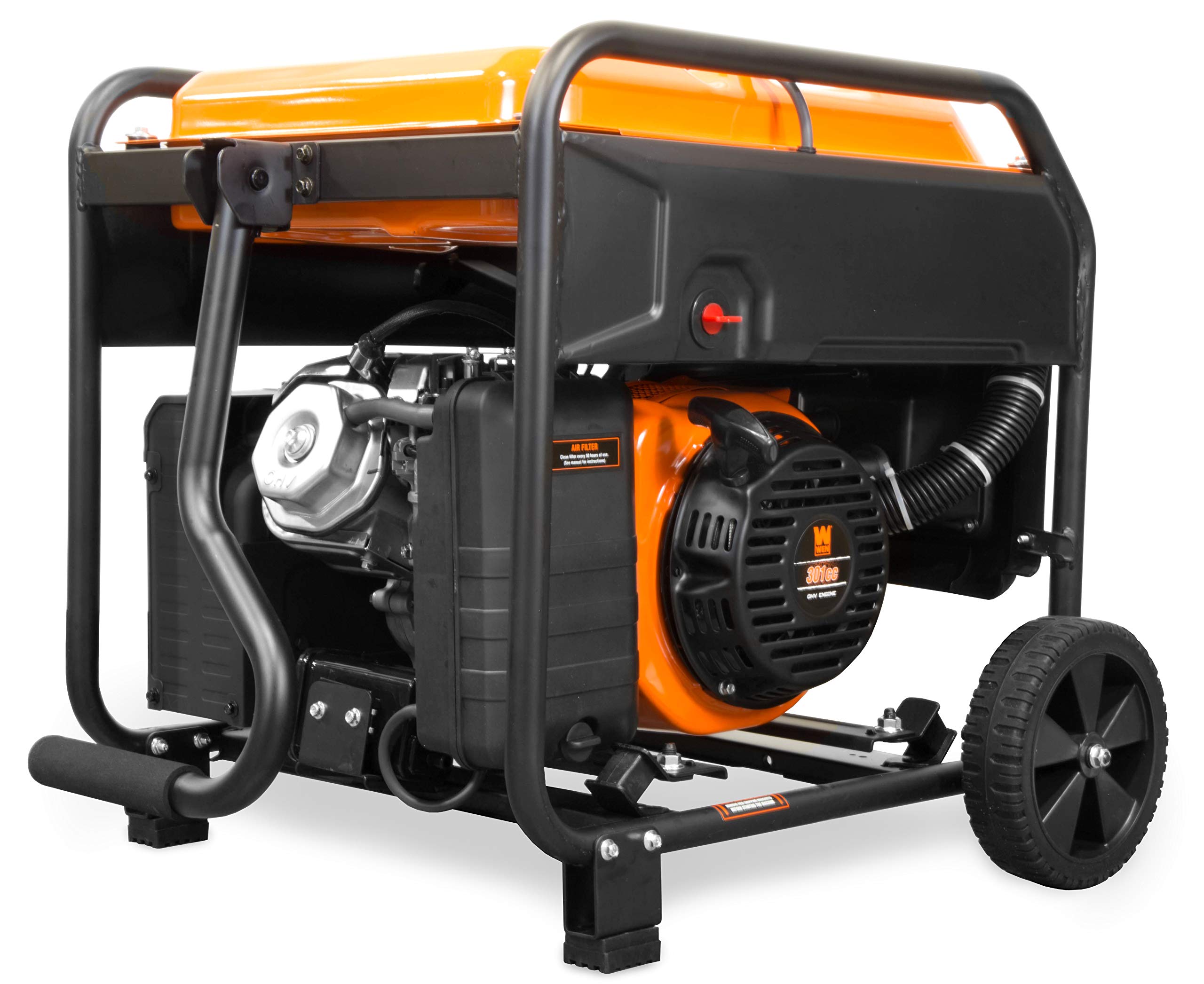 WEN GN400i RV-Ready 4000-Watt Open Frame Inverter Generator, CARB Compliant, Black/orange