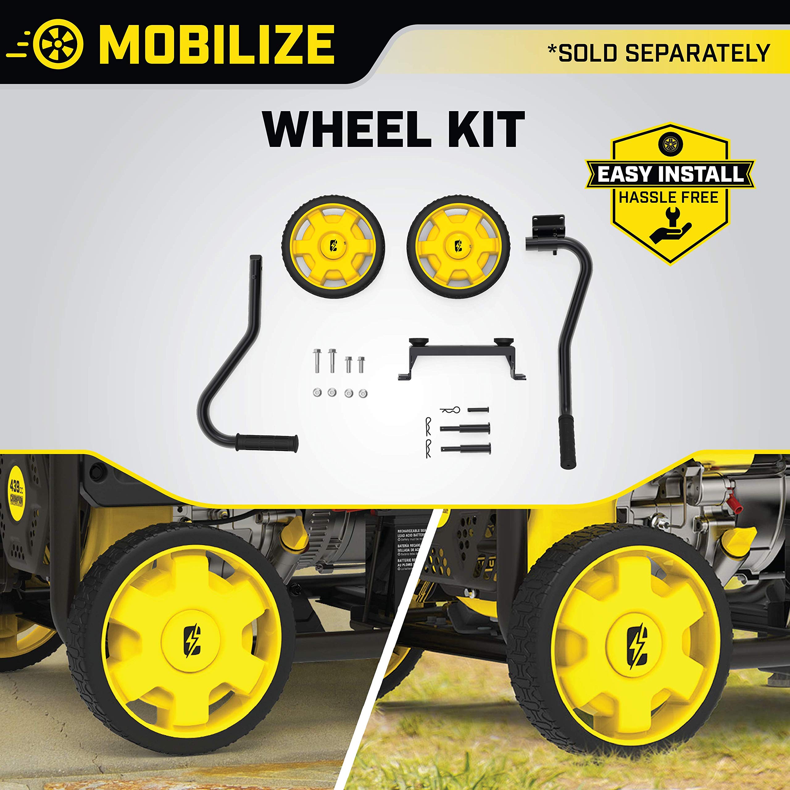 Champion Power Equipment Wheel Kit with Folding Handle and Never Flat Tires, for 2800-4750-Watt Generators