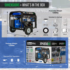 DuroMax XP4850HX Dual Fuel Portable Generator-4850 Watt Gas or Propane Powered Electric Start w/CO Alert, 50 State Approved, Blue