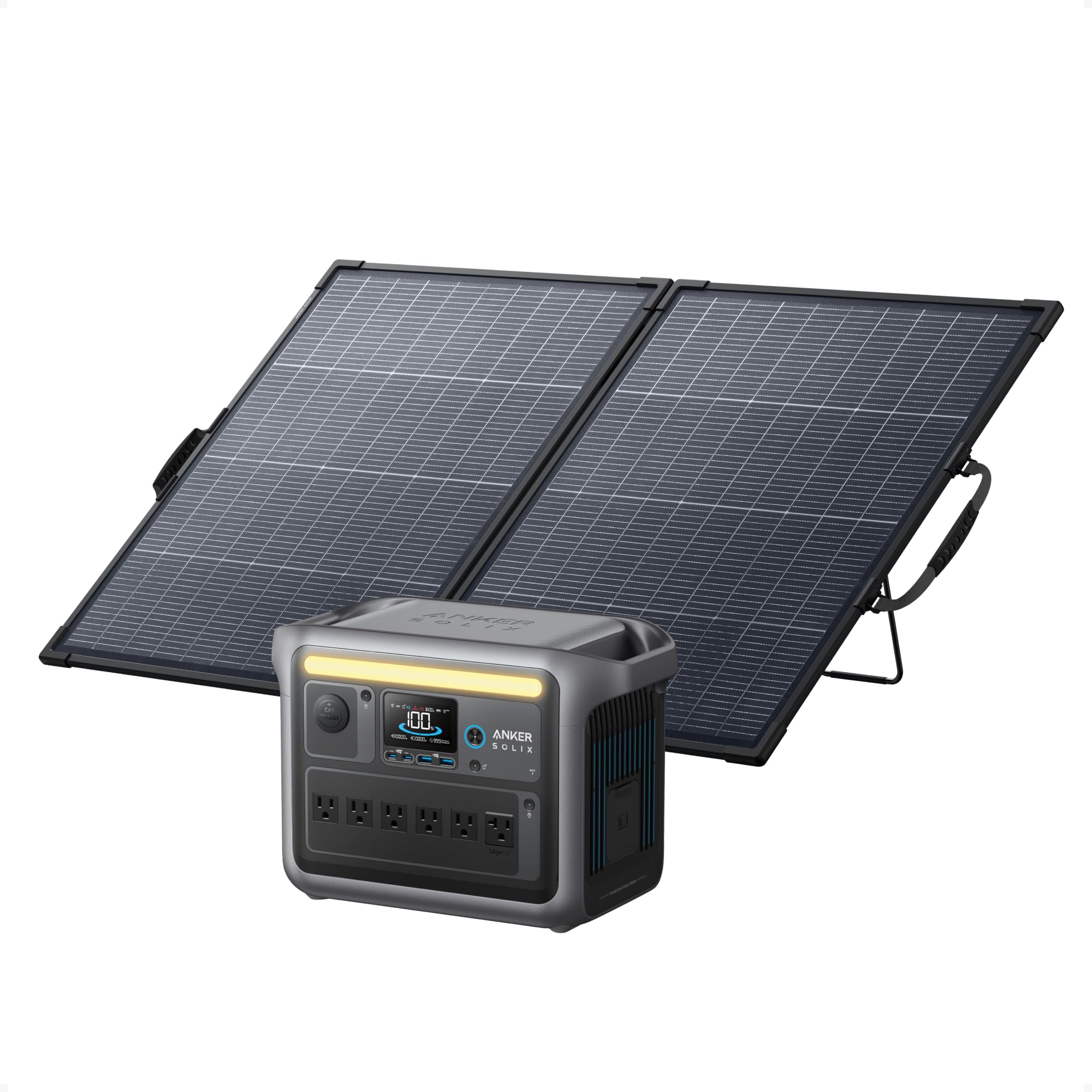 Anker SOLIX C1000 Portable Power Station with 100W Solar Panel, 1800W Solar Generator, 1056wh LFP (LiFePO4) Battery, 6 AC Outlets, Up to 2400W for Home, Power Outages, and Outdoor Camping