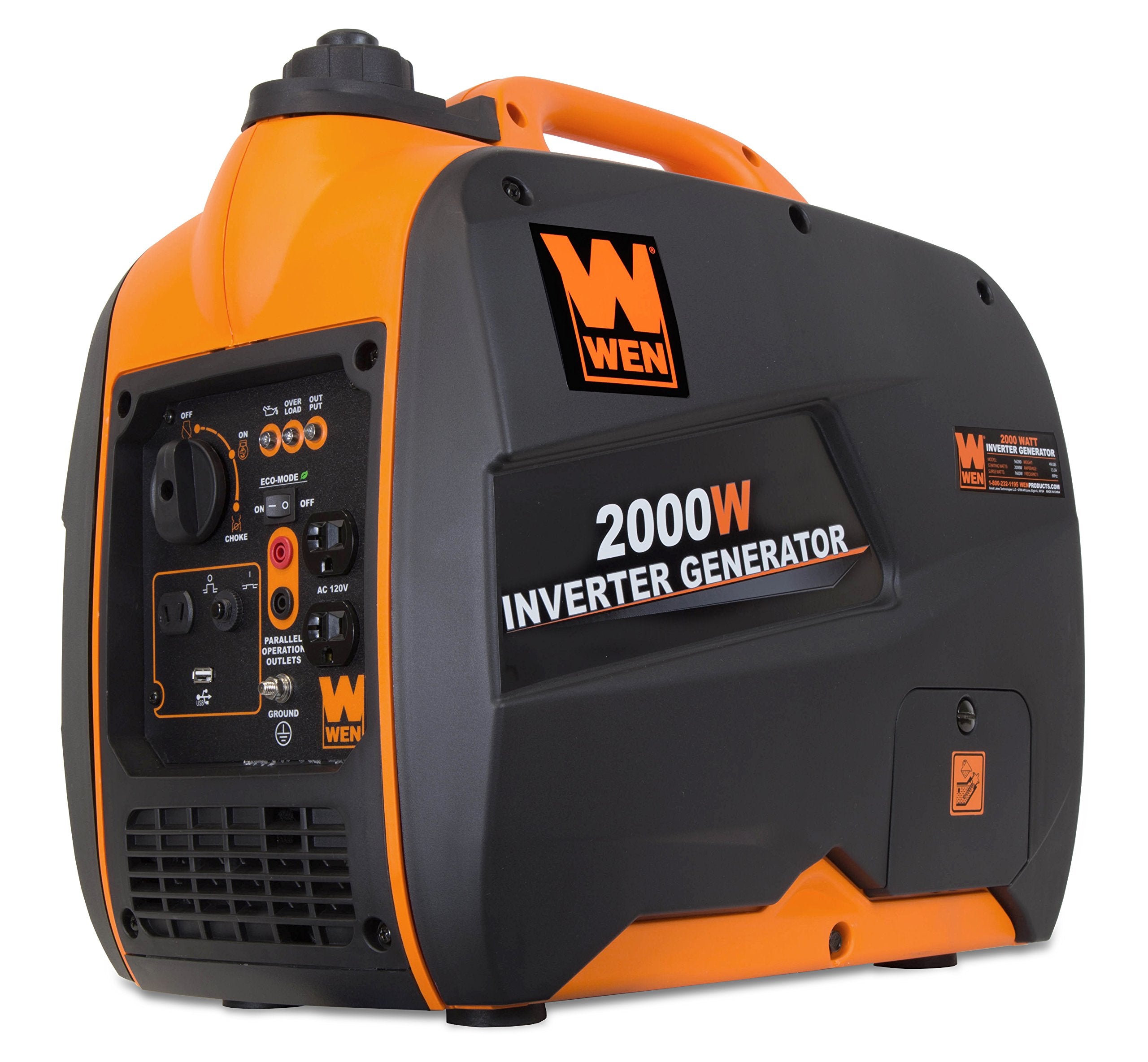 WEN 56235iX 2350-Watt Portable Inverter Generator with Fuel Shut Off and CO Sensor, Black