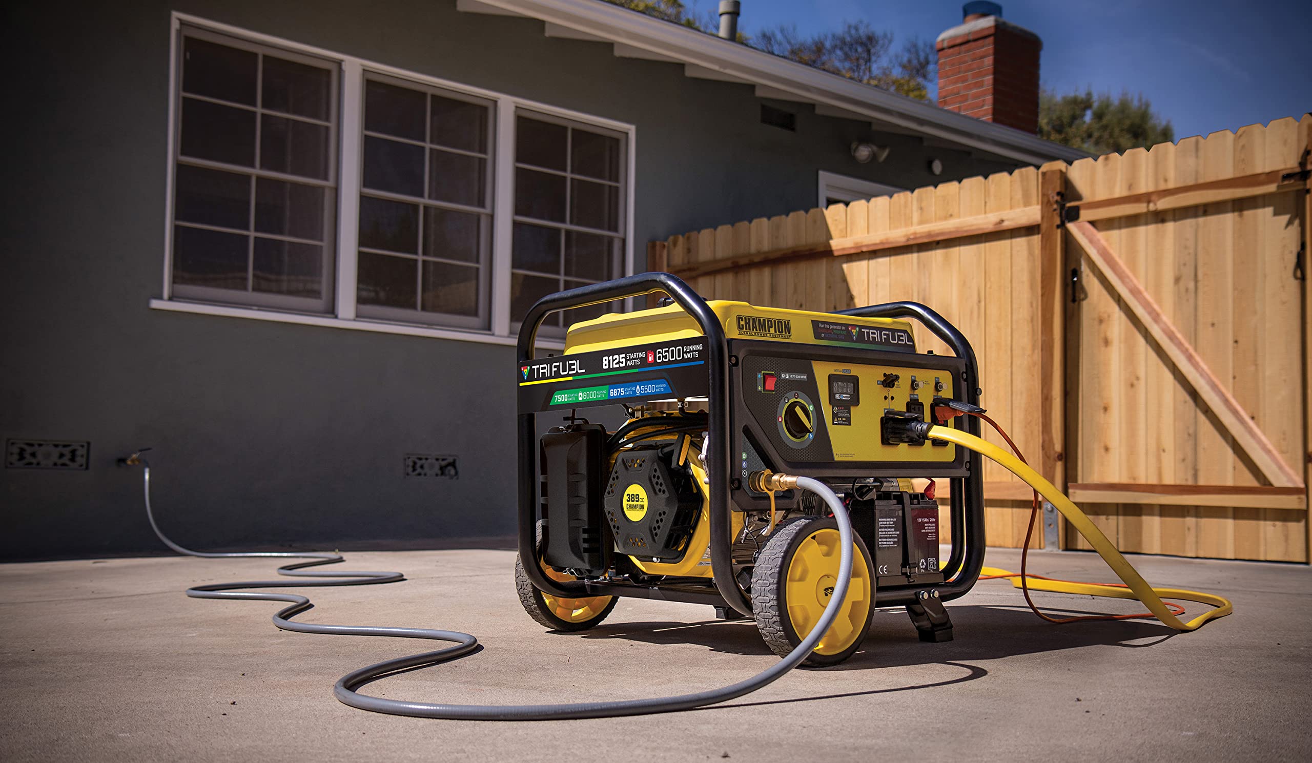 Champion Power Equipment 8125-Watt Electric Start Tri-Fuel Portable Generator with Free 3-Year Warranty