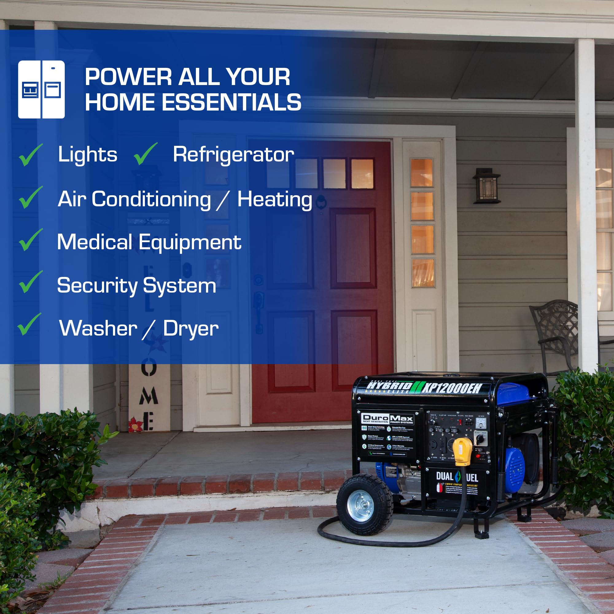 DuroMax XP5500EH 5,500-Watt Dual Fuel Portable Generator - Gas & Propane, Electric Start, RV & Emergency Ready