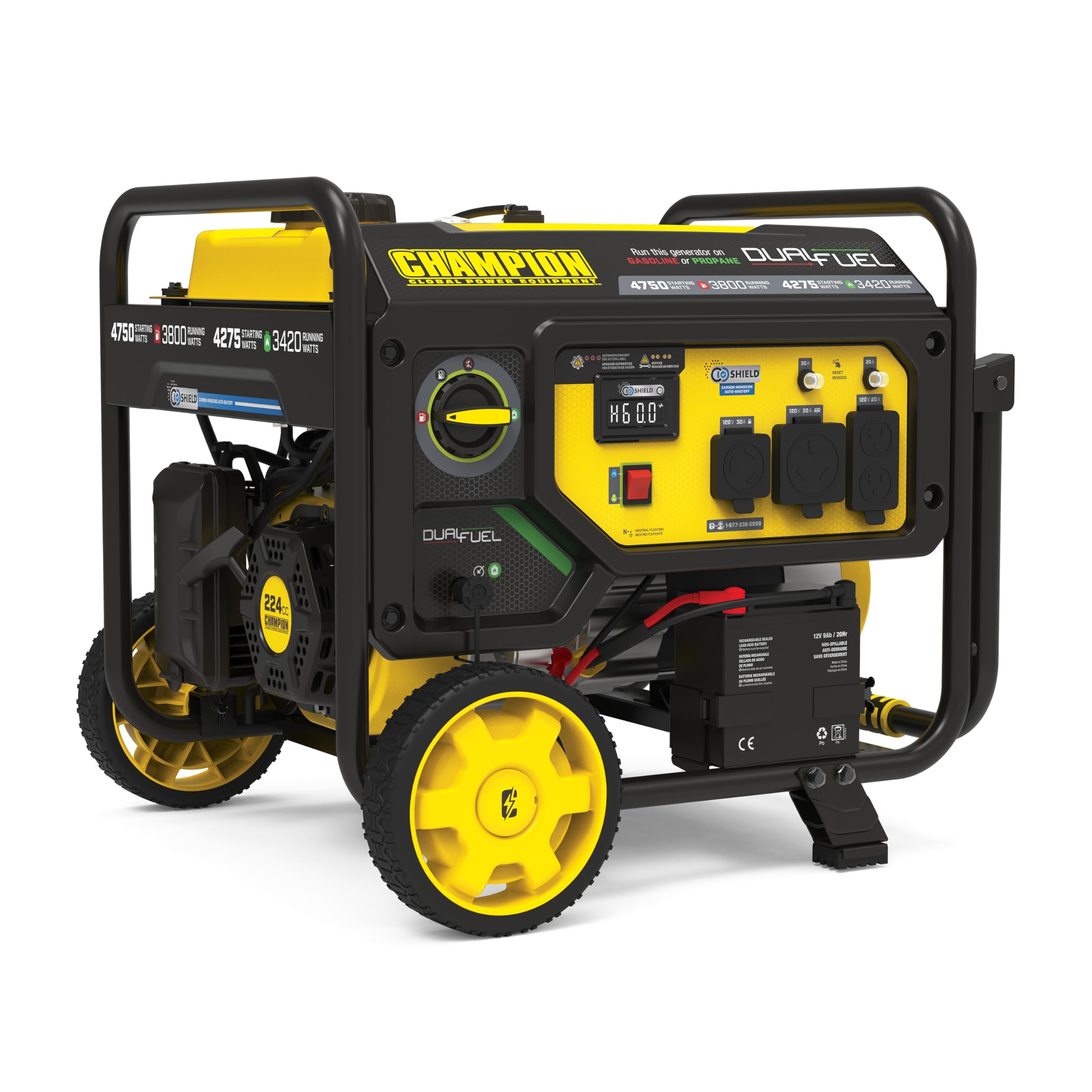 Champion Power Equipment 4750-Watt Electric Start Dual Fuel RV Ready Portable Generator with Free 3-Year Warranty, CARB Compliant