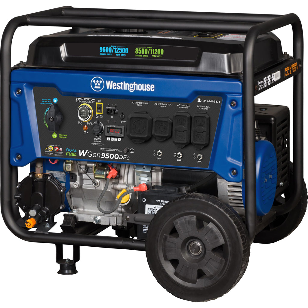 Westinghouse Outdoor Power Equipment 12500 Peak Watt Home Backup Portable Generator, Remote Electric Start with Auto Choke, Transfer Switch Ready 30A & 50A Outlets, Gas Powered
