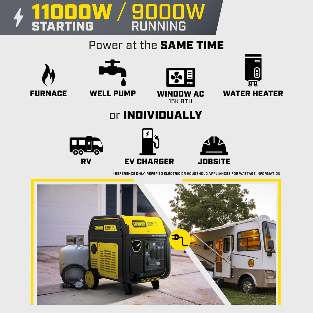 Champion Power Equipment 11,000-Watt Wireless Remote Start Tri Fuel Home Backup Portable Inverter Generator with Quiet Technology and Free 3-Year Warranty