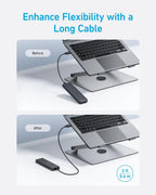 Anker USB Hub 4 Ports with 5Gbps Data Transfer, Multiple USB 3.0 Hub, USB Splitter for Laptop, Extender for A Port Laptop, PC, Desktop and More [Charging Not Supported](0.7 ft USB-A)