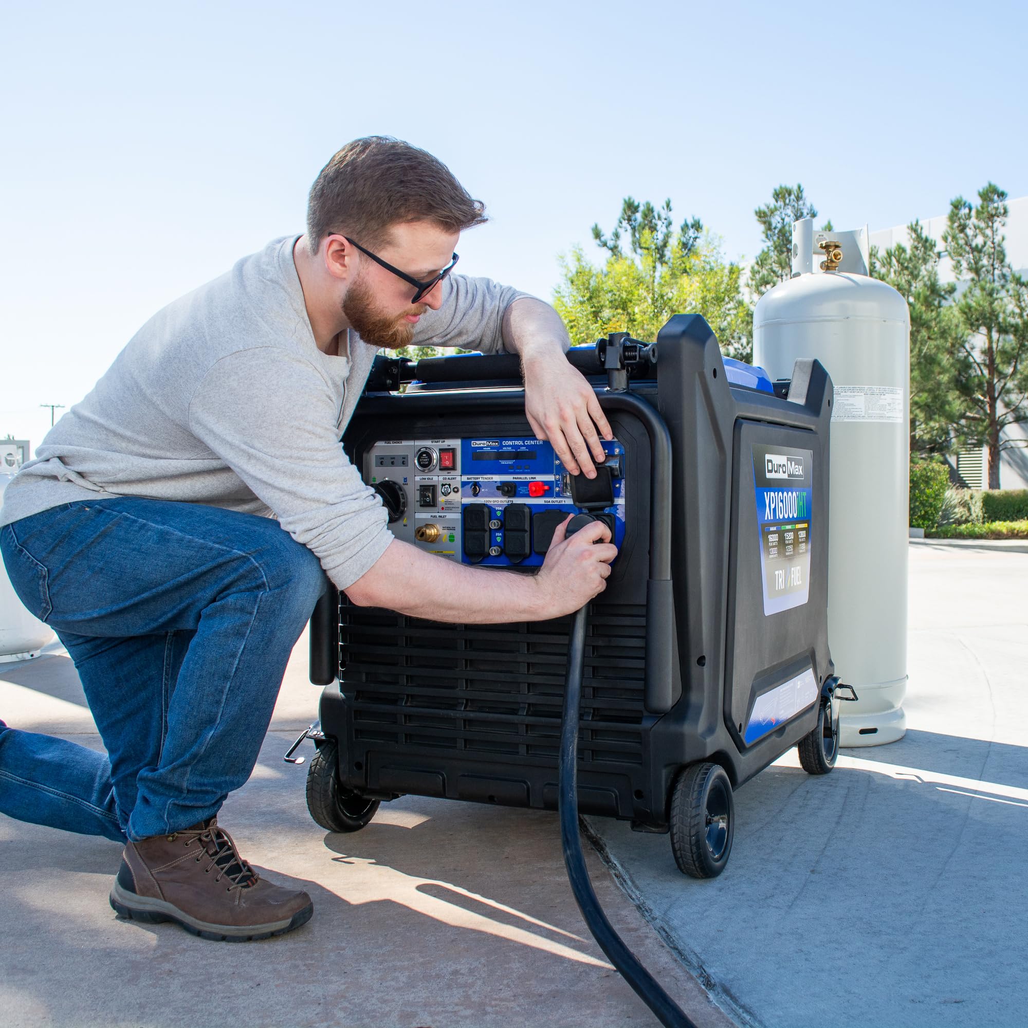 DuroMax XP16000iH 16,000-Watt Dual Fuel Portable Digital Inverter Generator - Gas & Propane, Remote Electric Start, Whole Home Power Backup, Transfer Switch Ready, RV & Emergency Ready
