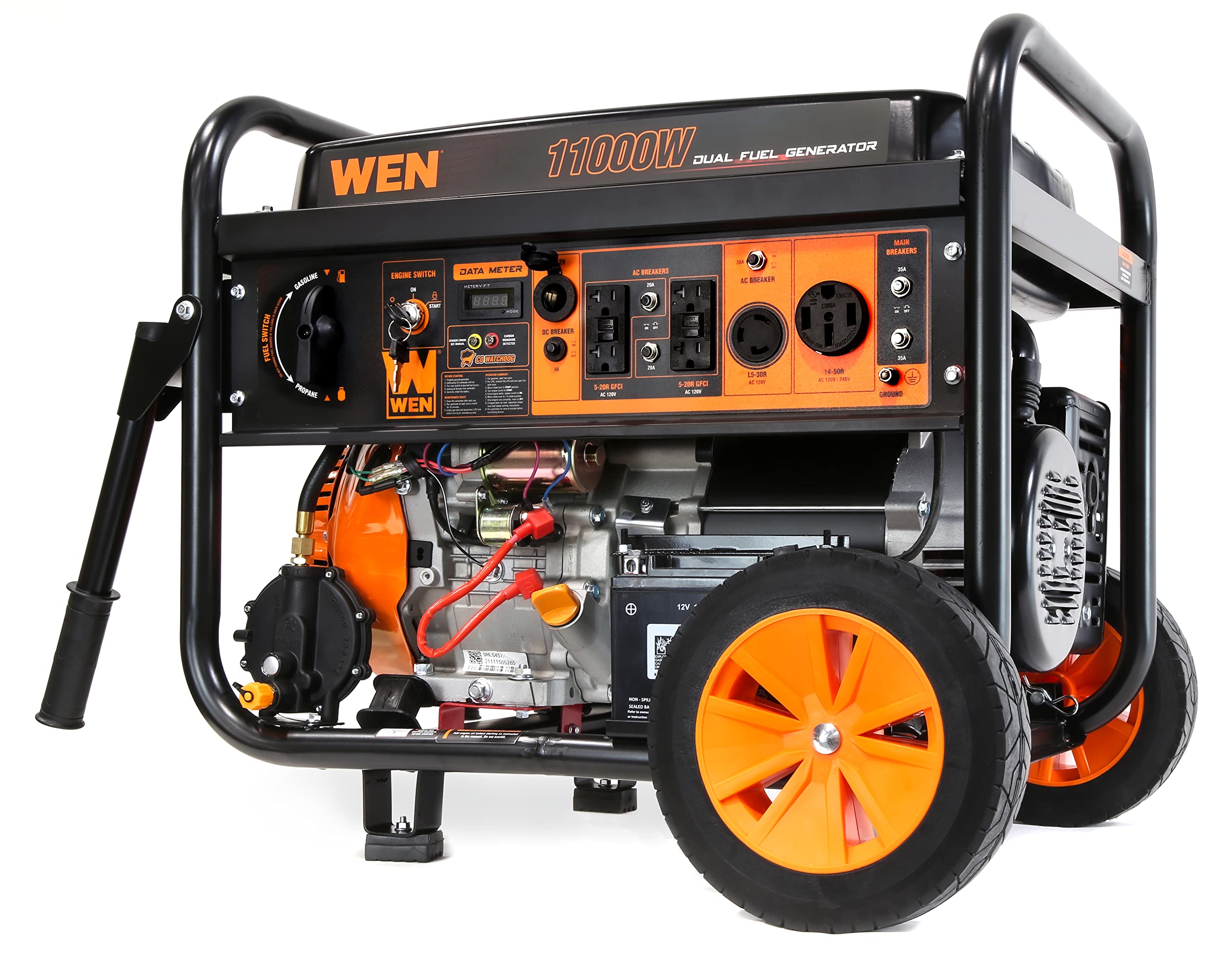 WEN 11,000-Watt 120V/240V Dual Fuel Portable Generator with Wheel Kit and Electric Start (DF1100T)