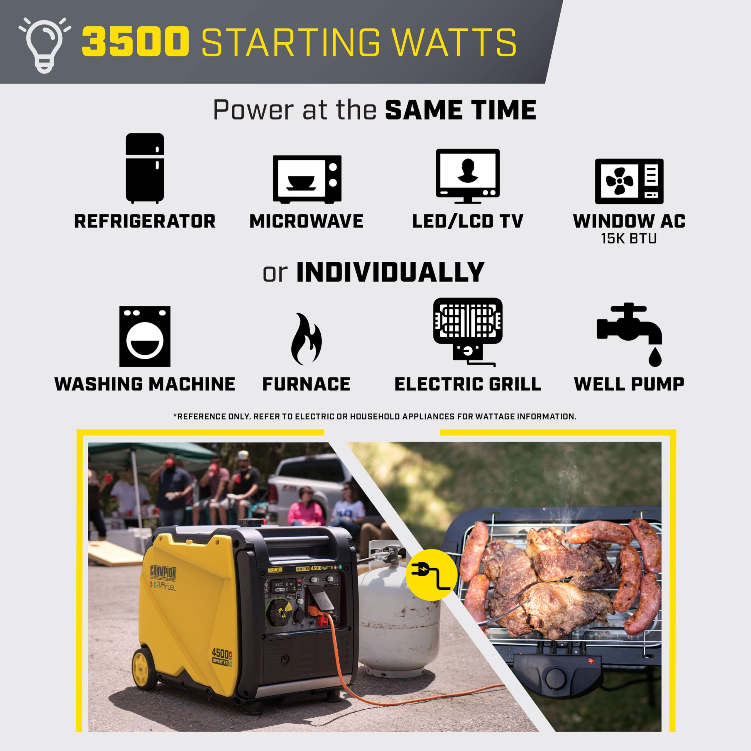 Champion Power Equipment 4500-Watt Electric Start Dual Fuel RV Ready Portable Inverter Generator with Quiet Technology and Free 3-Year Warranty