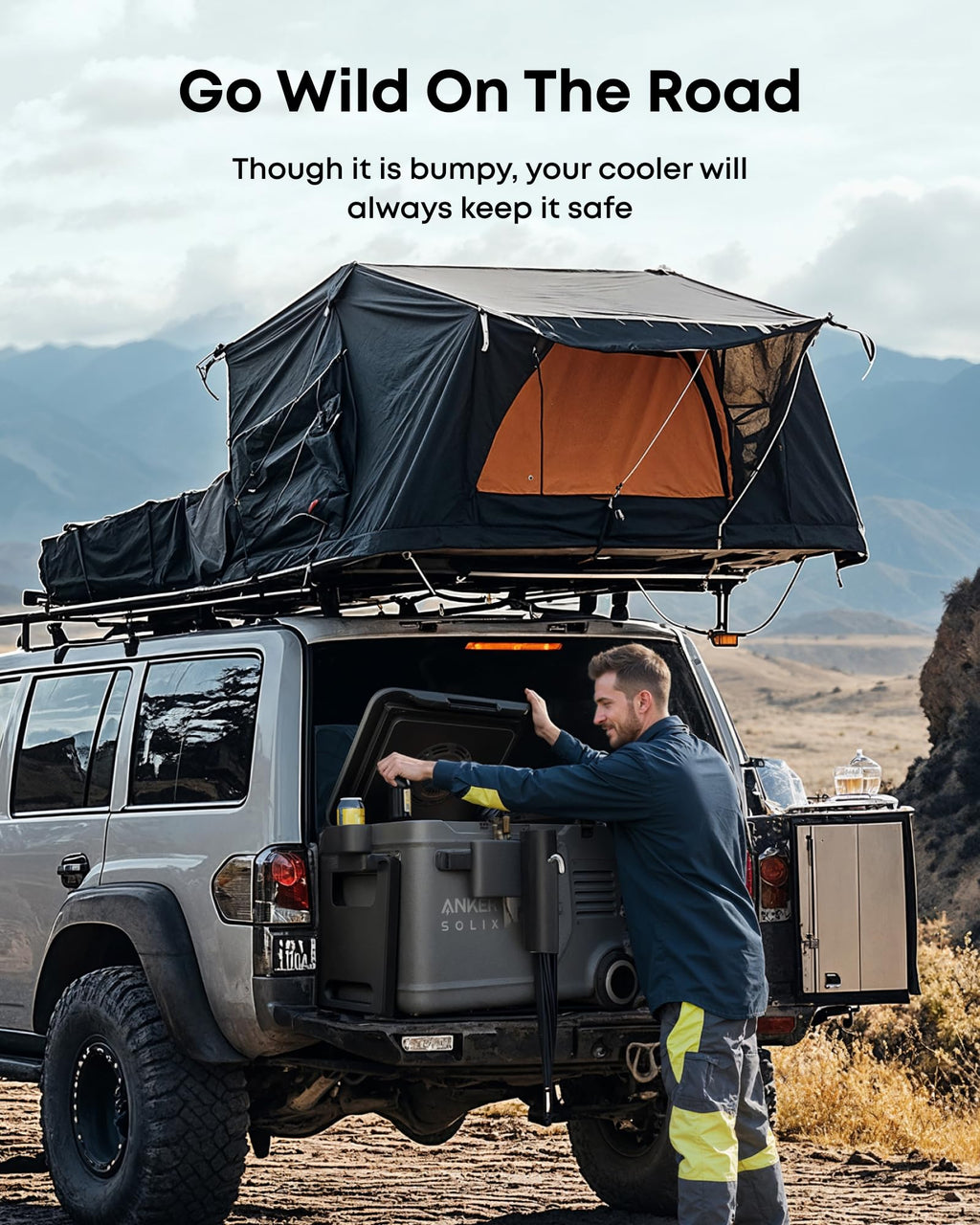 Anker SOLIX EverFrost 2 58L Cooler, 61 qt Car Refrigerator, Electric Cooler with 288Wh Battery, Powered by AC/DC or Solar,for Outdoor Camping, Travel, and Fishing, Fits in Trucks