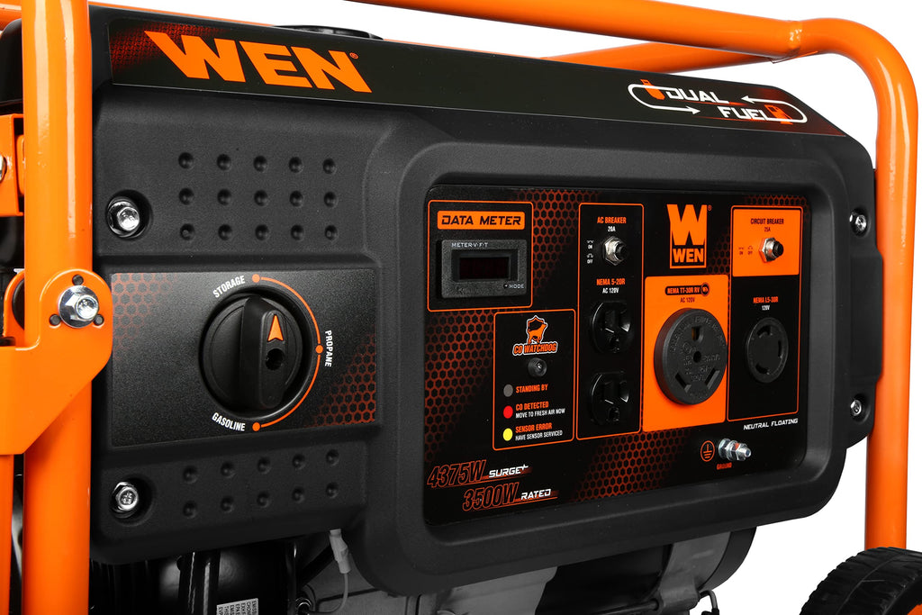 WEN DF472X 4750-Watt 120-Volt/240-Volt Dual Fuel Portable Generator with CO Shutdown Sensor