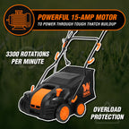 WEN 15-Inch 13-Amp 2-in-1 Electric Dethatcher and Scarifier with 12-Gallon Collection Bag (DT1315)