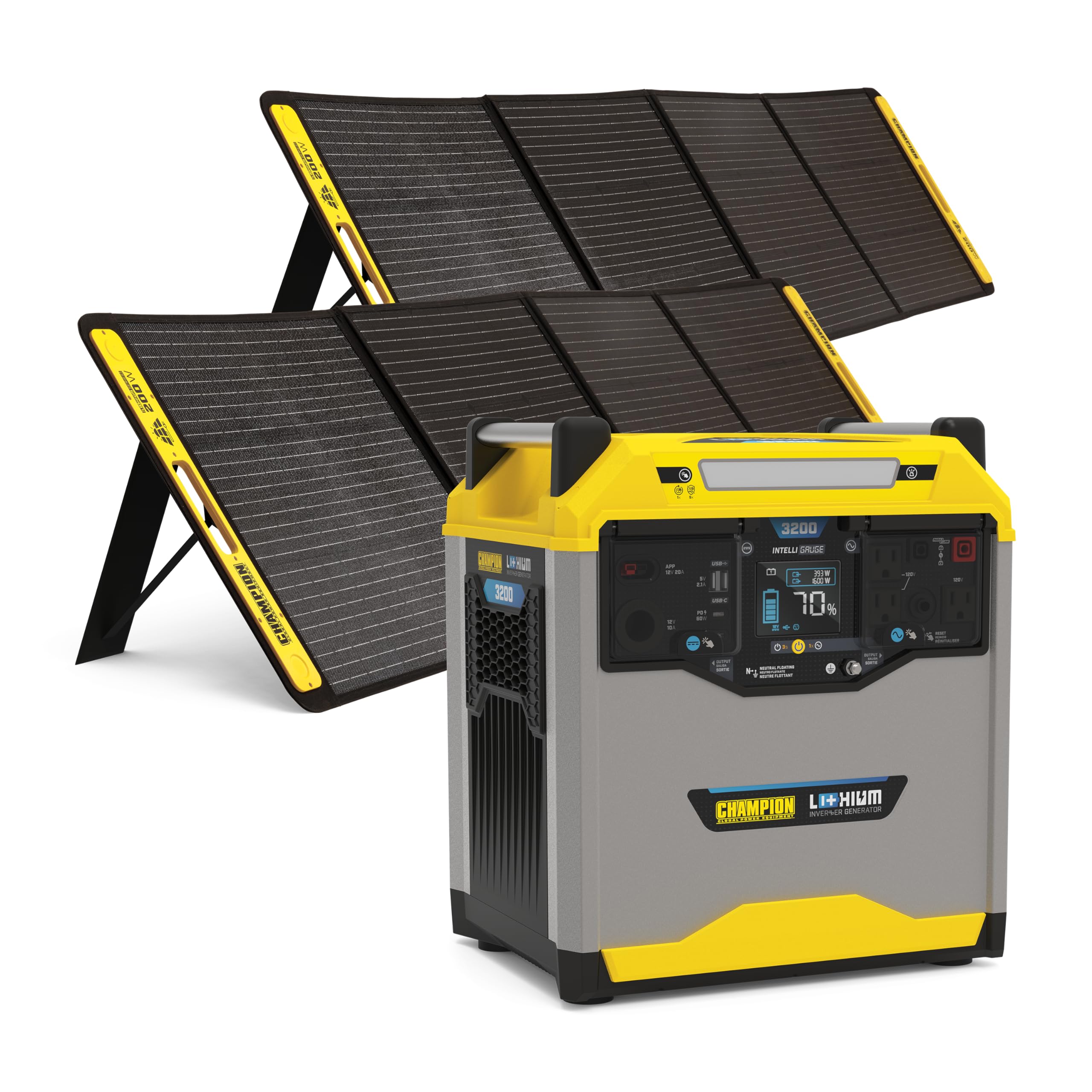 Champion Power Equipment 1638-Wh Lithium Ion Expansion Battery and Two 200-Watt Solar Panels
