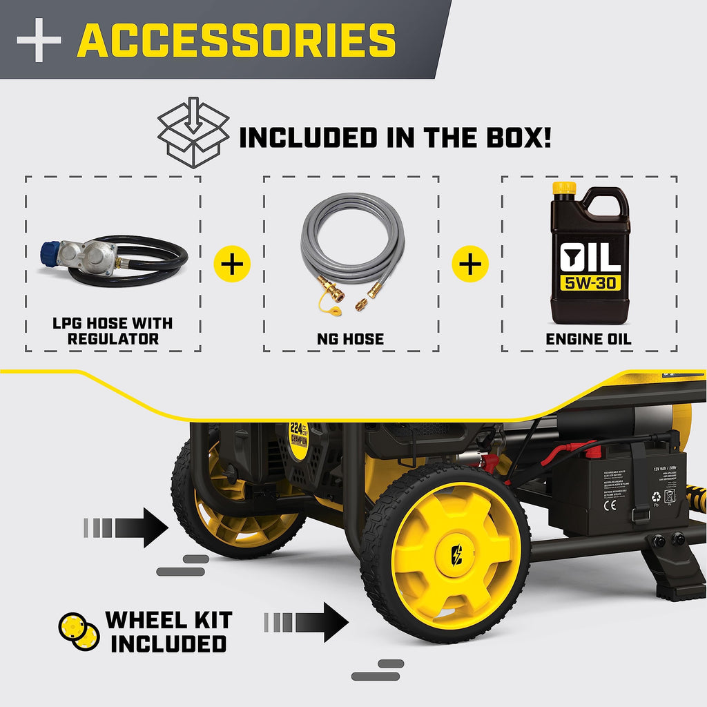 Champion Power Equipment 5000-Watt Electric Start Tri Fuel RV Ready Portable Generator with Free 3-Year Warranty