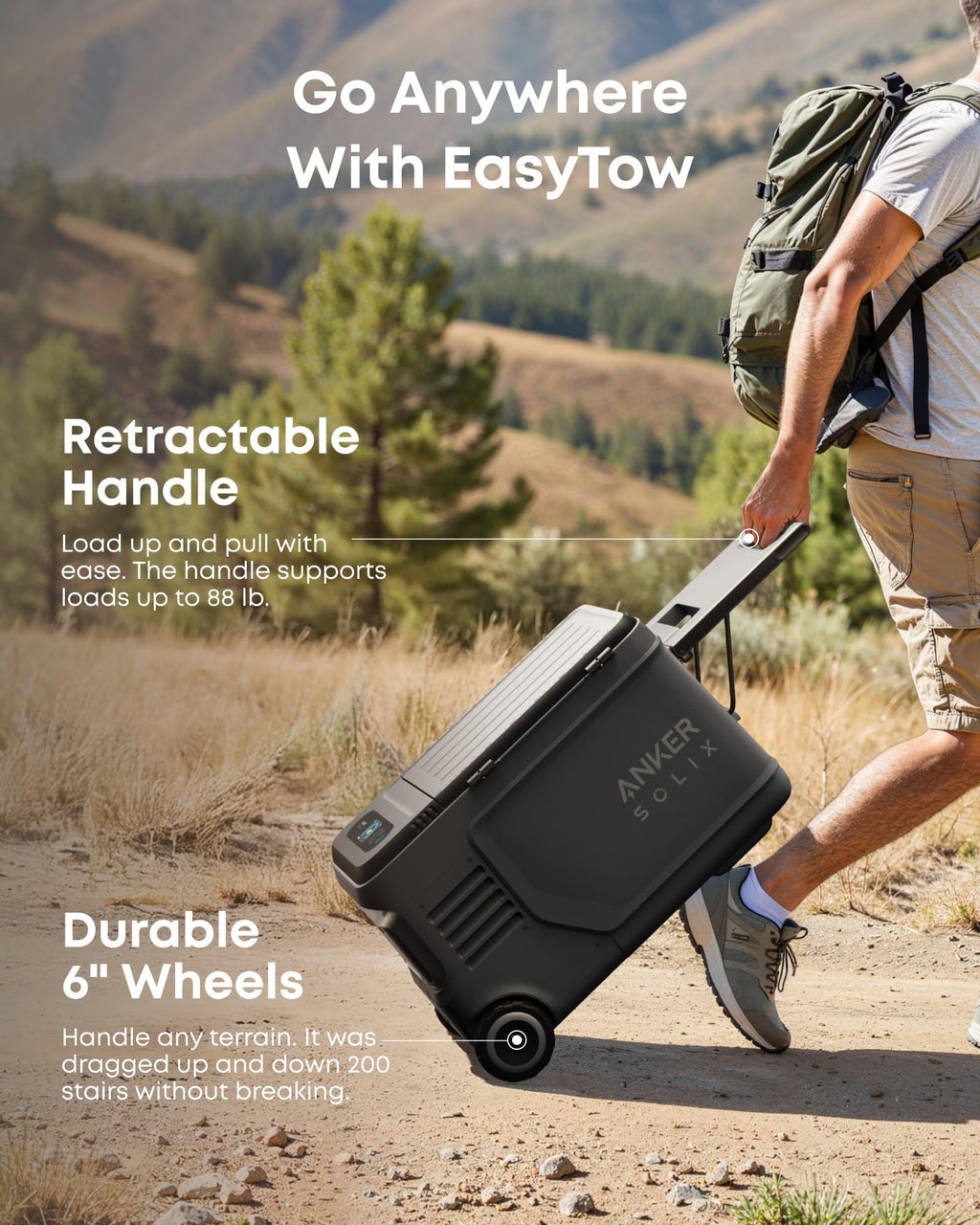Anker SOLIX EverFrost 2 40L Cooler, 61 qt Car Refrigerator, Electric Cooler with 288Wh Battery, Powered by AC/DC or Solar,for Outdoor Camping, Travel, and Fishing, Fits in Trucks