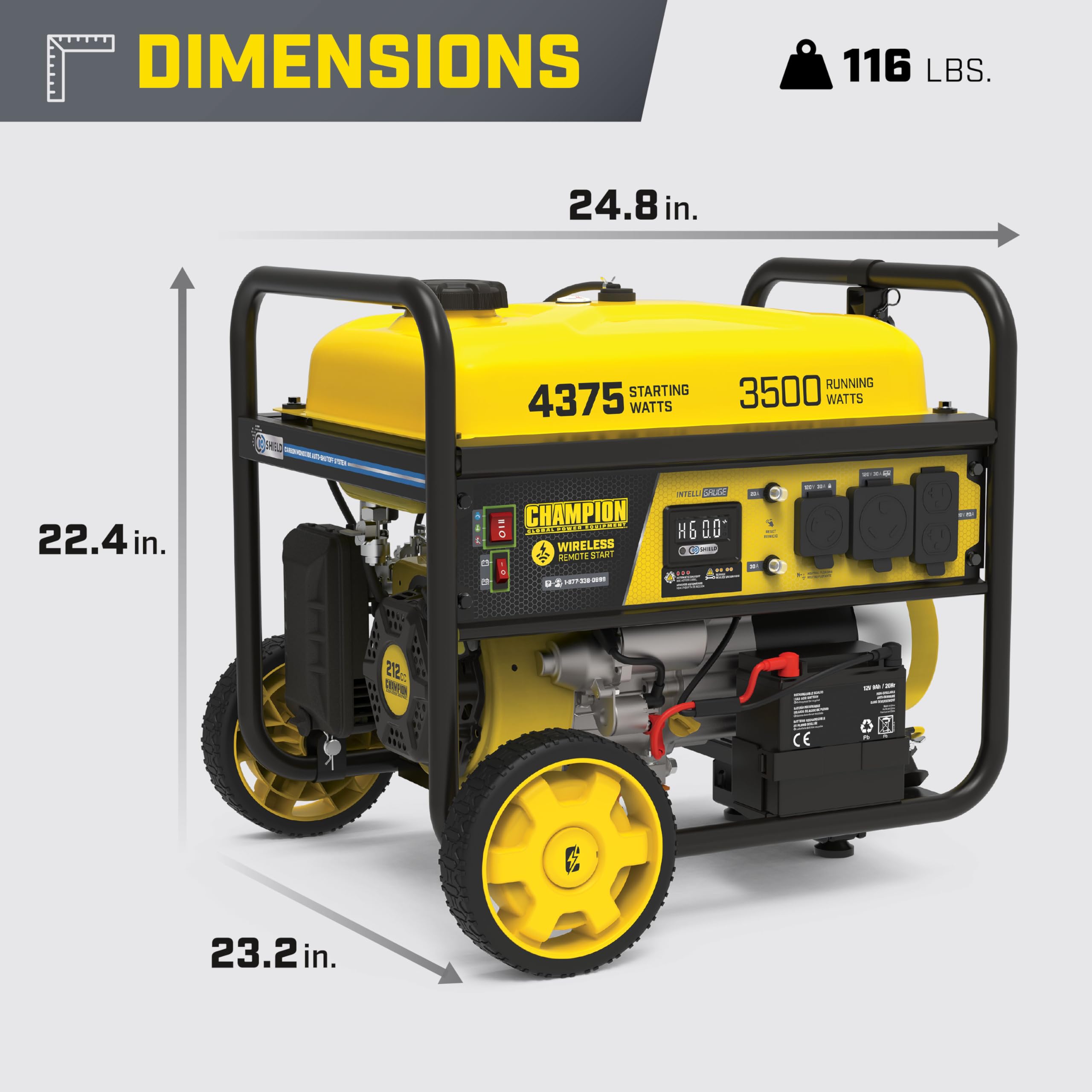 Champion Power Equipment 4375-Watt Wireless Remote Start RV Ready Portable Generator with Free 3-Year Warranty