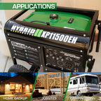 DuroMax XP11500EH Electric Start-Home Back Up & RV Ready, 50 State Approved Dual Fuel Portable Generator-11500 Watt Gas or Propane Powered, Green and Black
