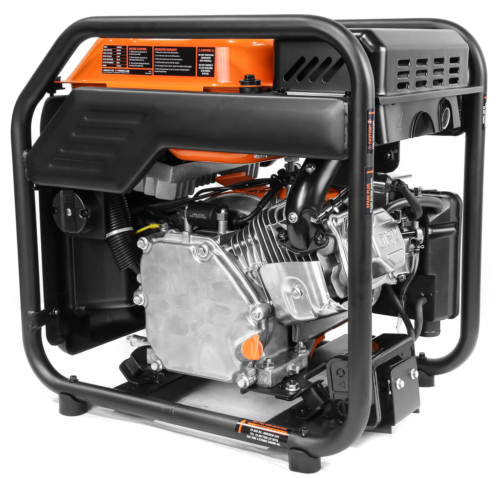 WEN GN400i RV-Ready 4000-Watt Open Frame Inverter Generator, CARB Compliant, Black/orange