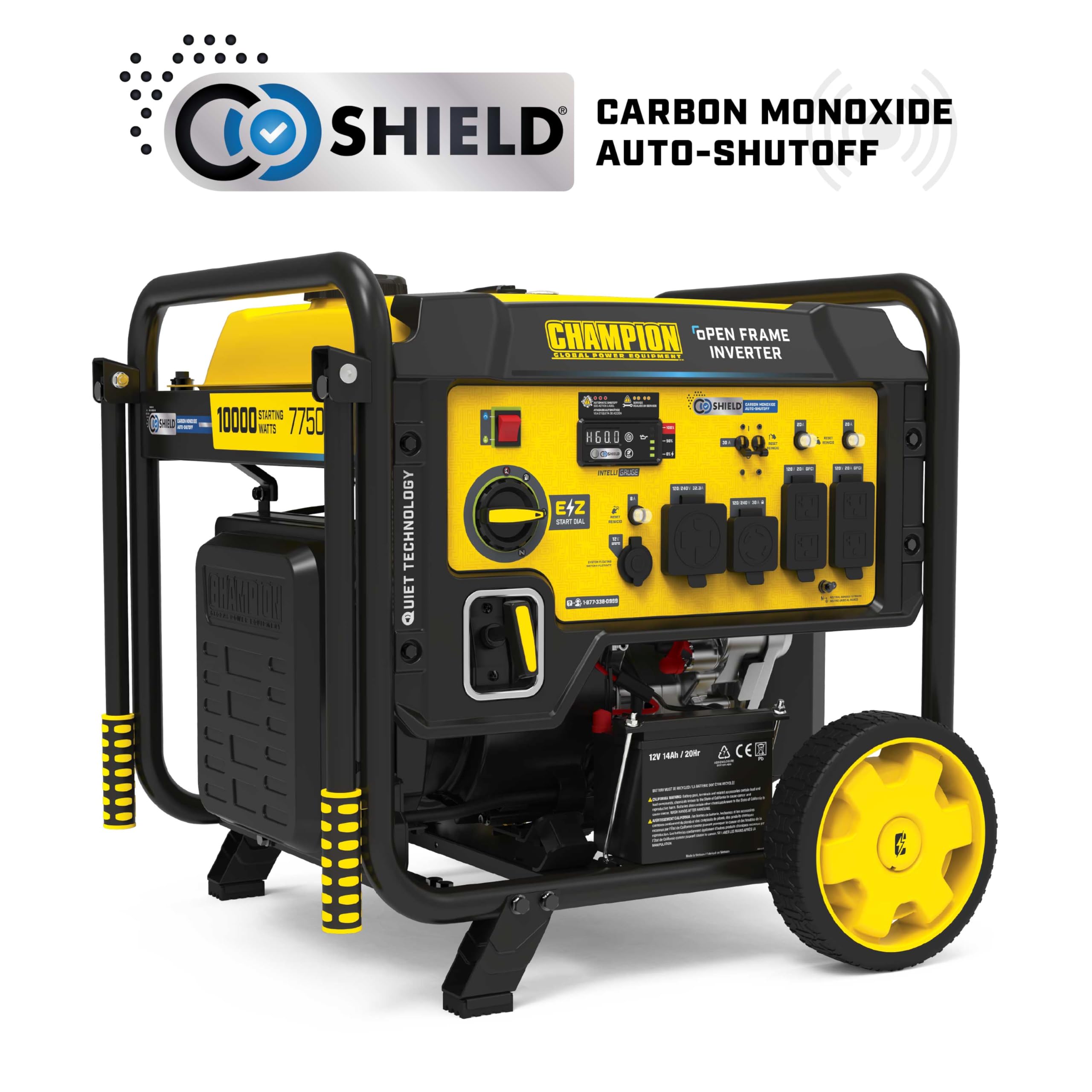 Champion Power Equipment 10,000-Watt Electric Start Home Backup Portable Open Frame Inverter Generator with Quiet Technology and Free 3-Year Warranty
