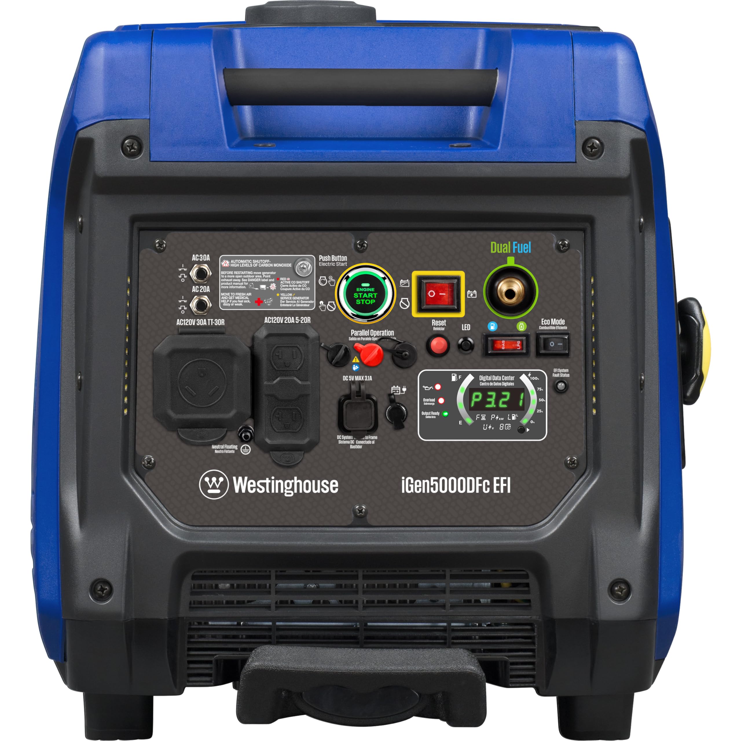 Westinghouse 5000 Peak Watt Super Quiet Portable Inverter Generator, Remote Electric Start with Auto Choke, Wheel & Handle Kit, RV Ready, Gas Powered, Parallel Capable