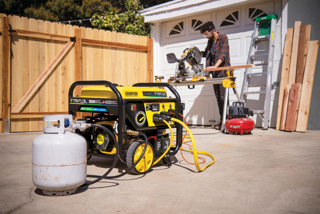 Champion Power Equipment 5000-Watt Electric Start Tri Fuel RV Ready Portable Generator with Free 3-Year Warranty