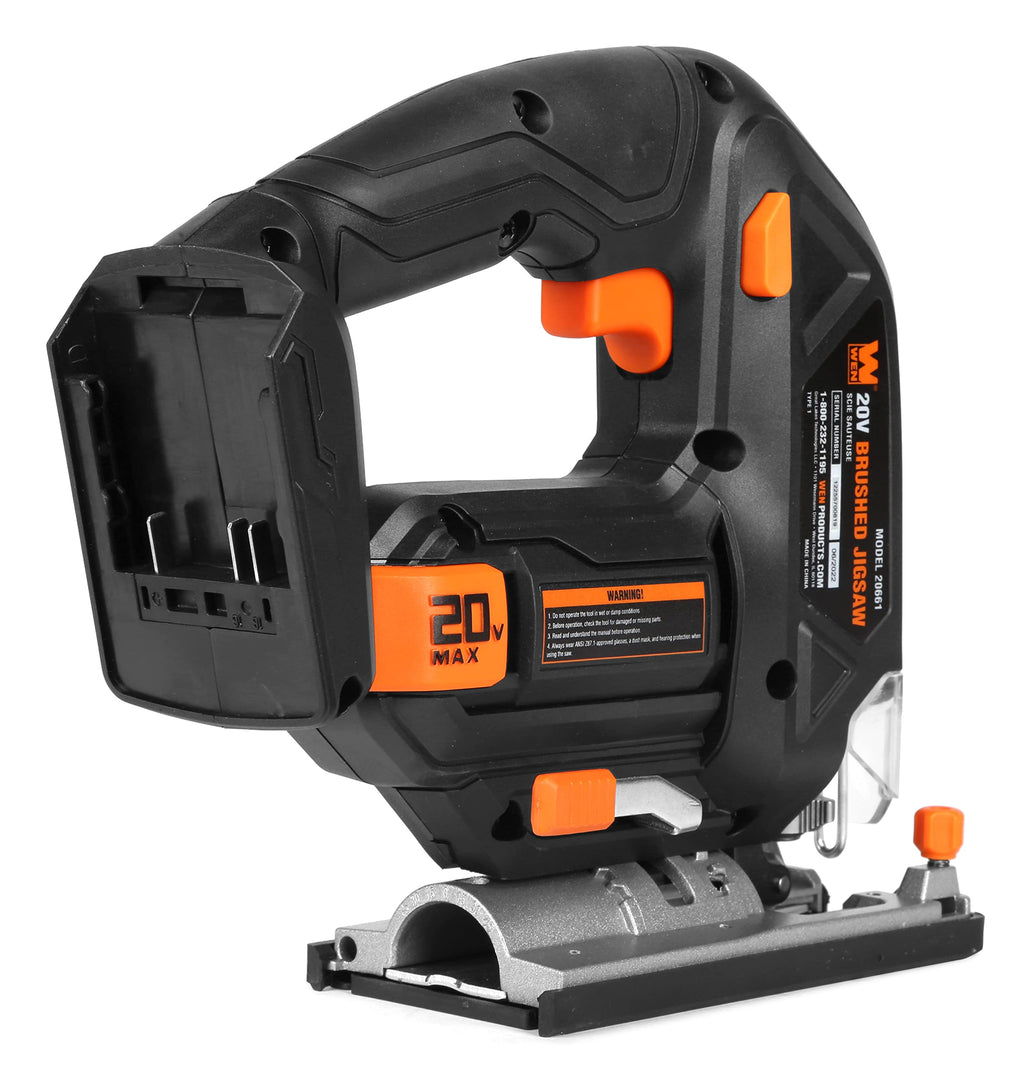 WEN 33606 6.6-Amp Variable Speed Orbital Jig Saw with Laser and LED Light,Black, Silver