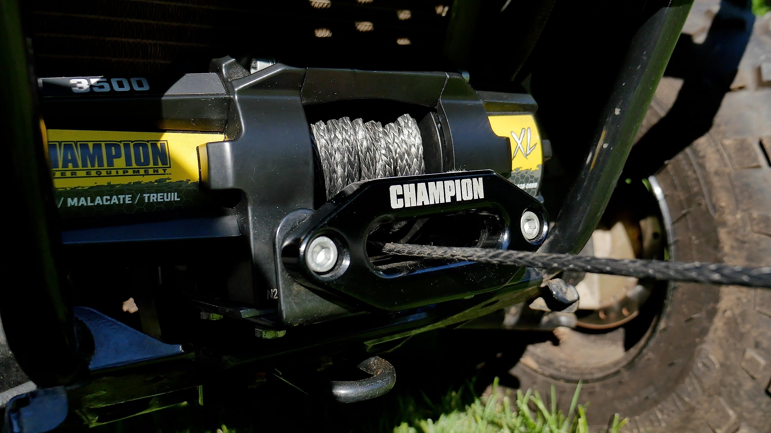 Champion Power Equipment XL 3500-lb. ATV/UTV Synthetic Rope Winch Kit