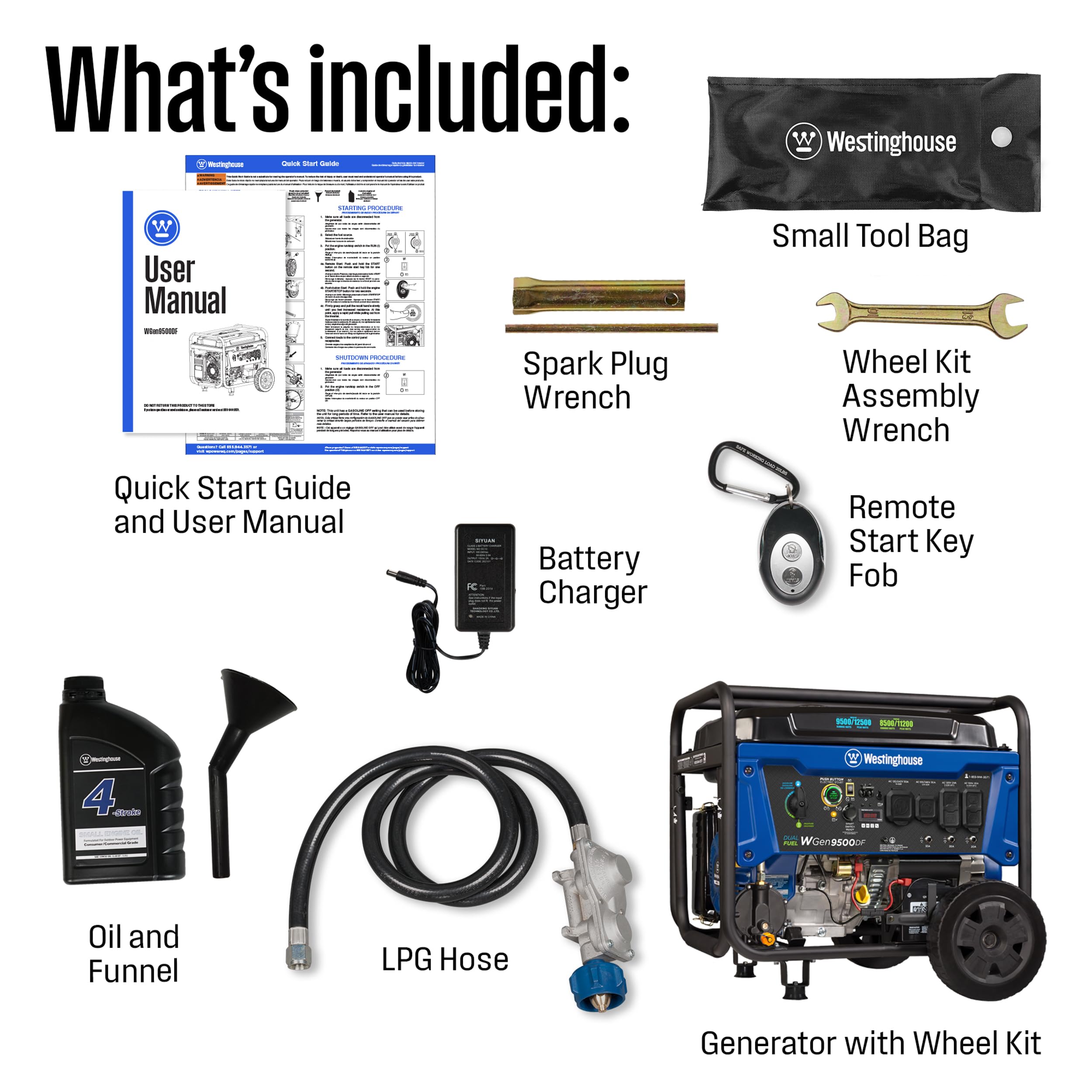 Westinghouse Outdoor Power Equipment 12500 Peak Watt Home Backup Portable Generator, Remote Electric Start with Auto Choke, Transfer Switch Ready 30A & 50A Outlets, Gas Powered