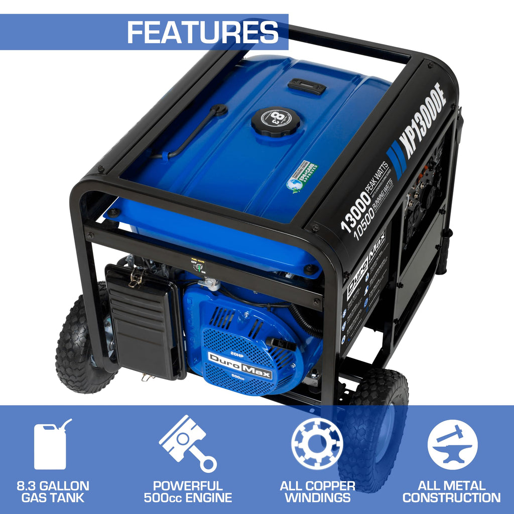 DuroMax XP5500EH 5,500-Watt Dual Fuel Portable Generator - Gas & Propane, Electric Start, RV & Emergency Ready
