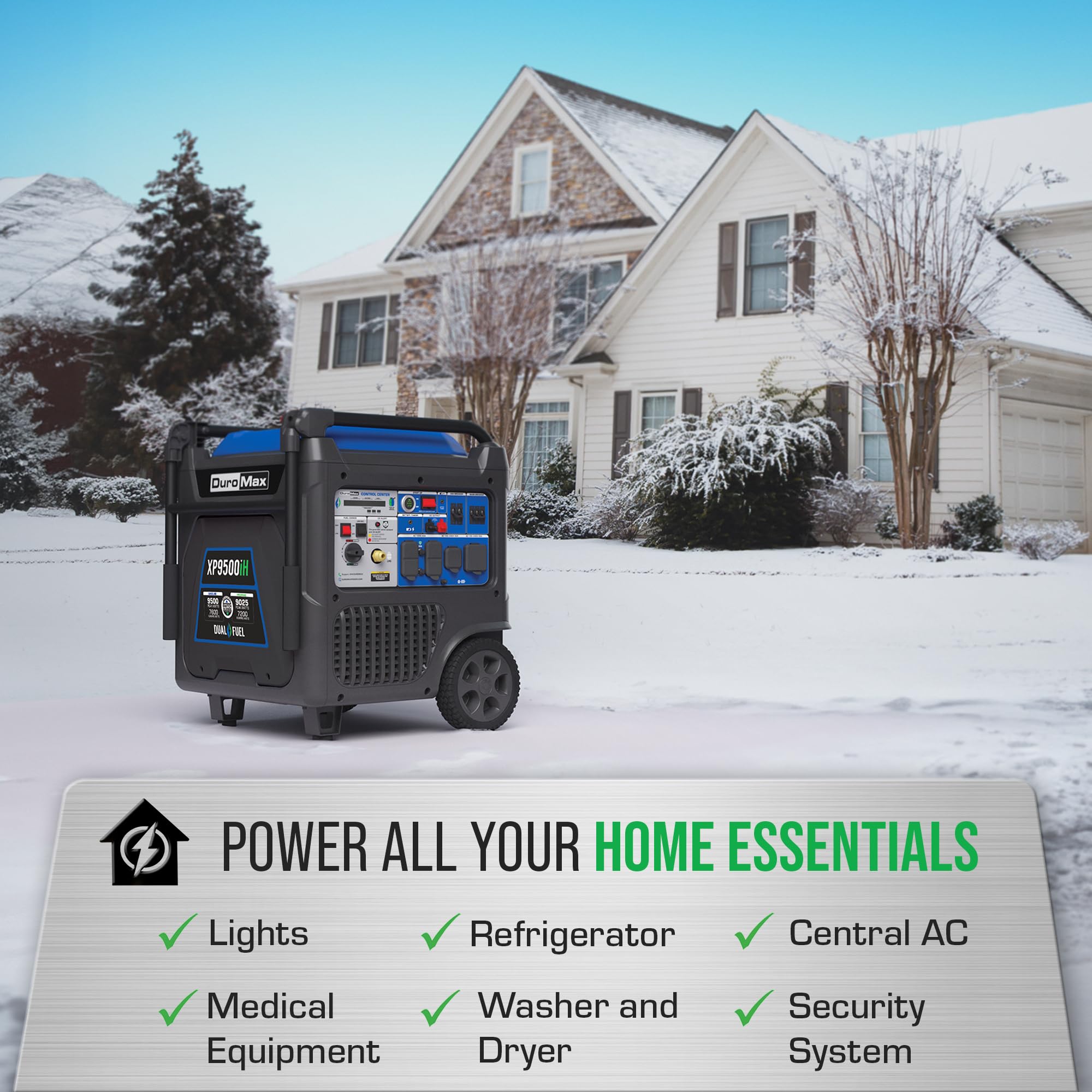 DuroMax XP16000iH 16,000-Watt Dual Fuel Portable Digital Inverter Generator - Gas & Propane, Remote Electric Start, Whole Home Power Backup, Transfer Switch Ready, RV & Emergency Ready