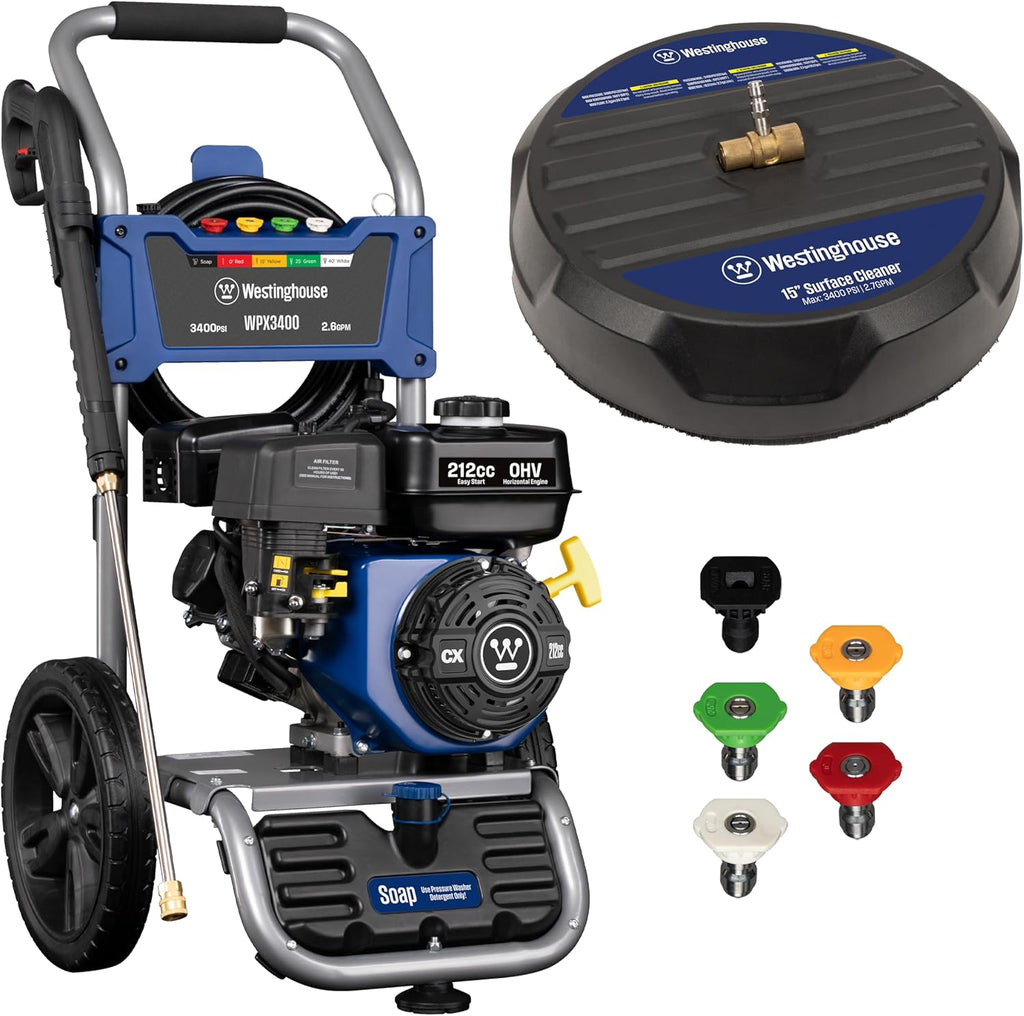 Westinghouse WPX2700 Gas Pressure Washer, 2700 PSI and 2.3 GPM, Onboard Soap Tank, Spray Gun and Wand, 5 Nozzle Set, for Cars/Fences/Driveways/Homes/Patios/Furniture