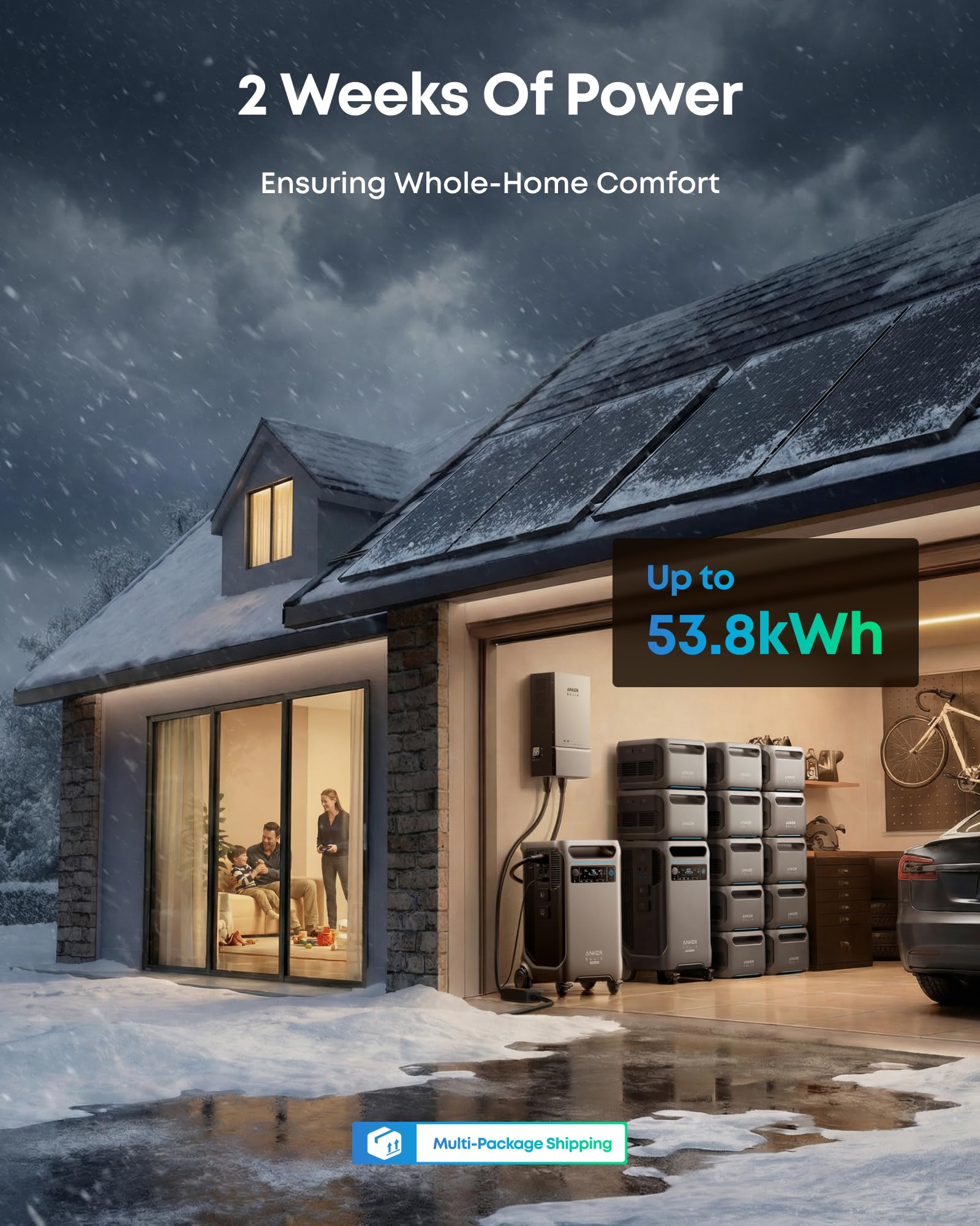 Anker SOLIX F3800 Plus Portable Power Station (Upgraded Version) with 400W Solar Panel, 3840Wh, 3,200W Solar Input, Generators for Home Use, Works with Generator, for Power Outages, and Emergencies