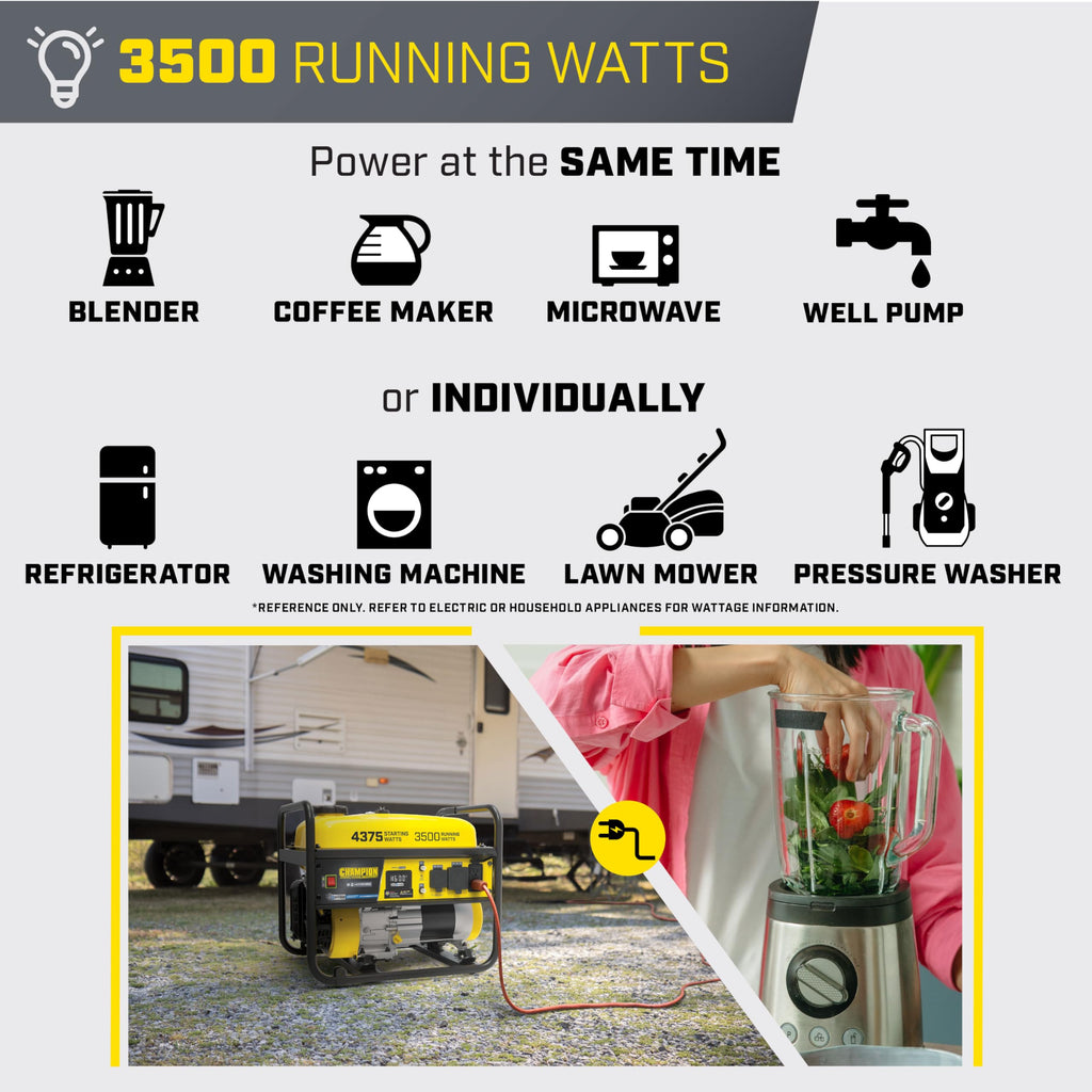 Champion Power Equipment 4375-Watt RV Ready Portable Generator with Free 3-Year Warranty