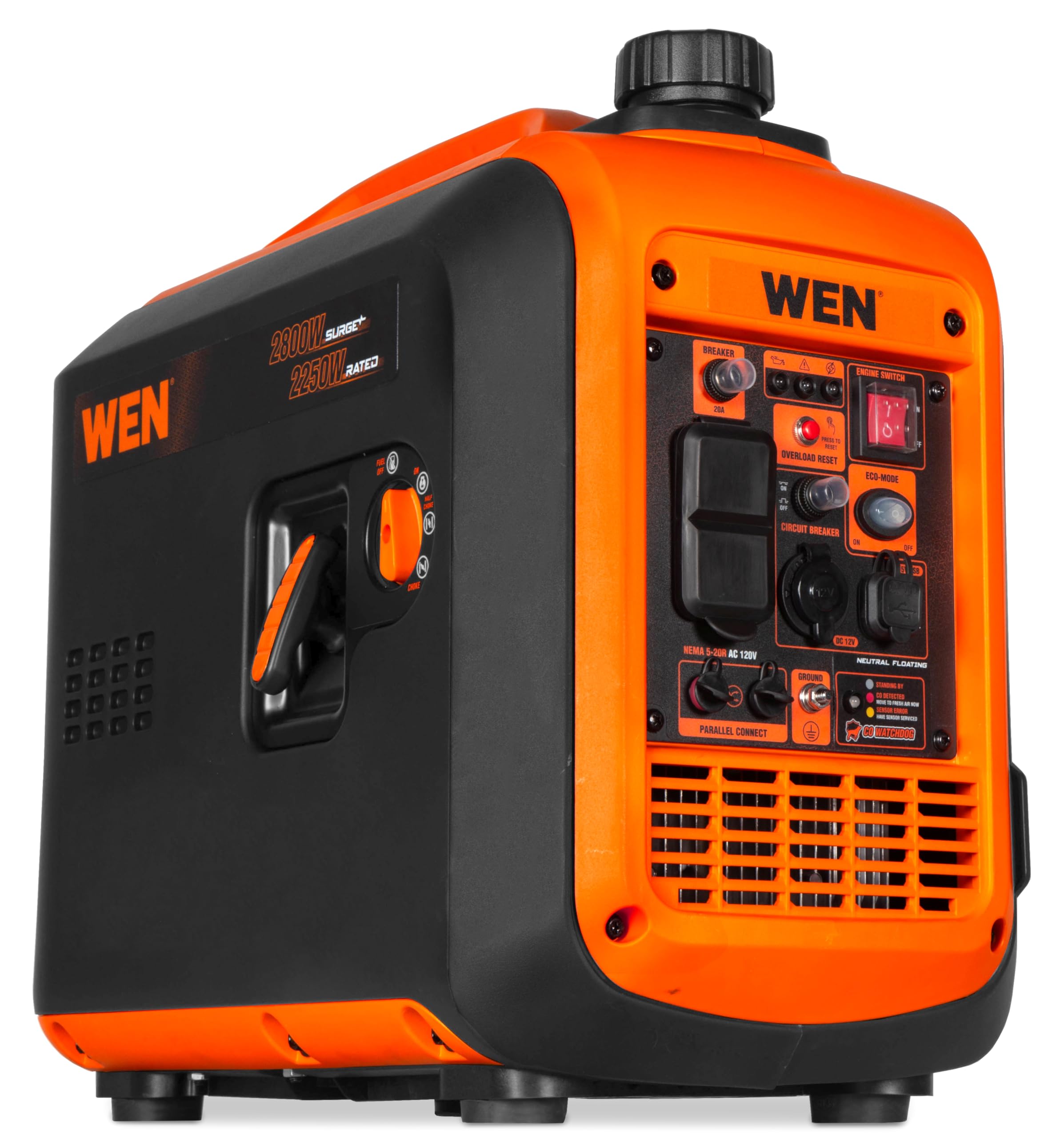 WEN 56235iX 2350-Watt Portable Inverter Generator with Fuel Shut Off and CO Sensor, Black