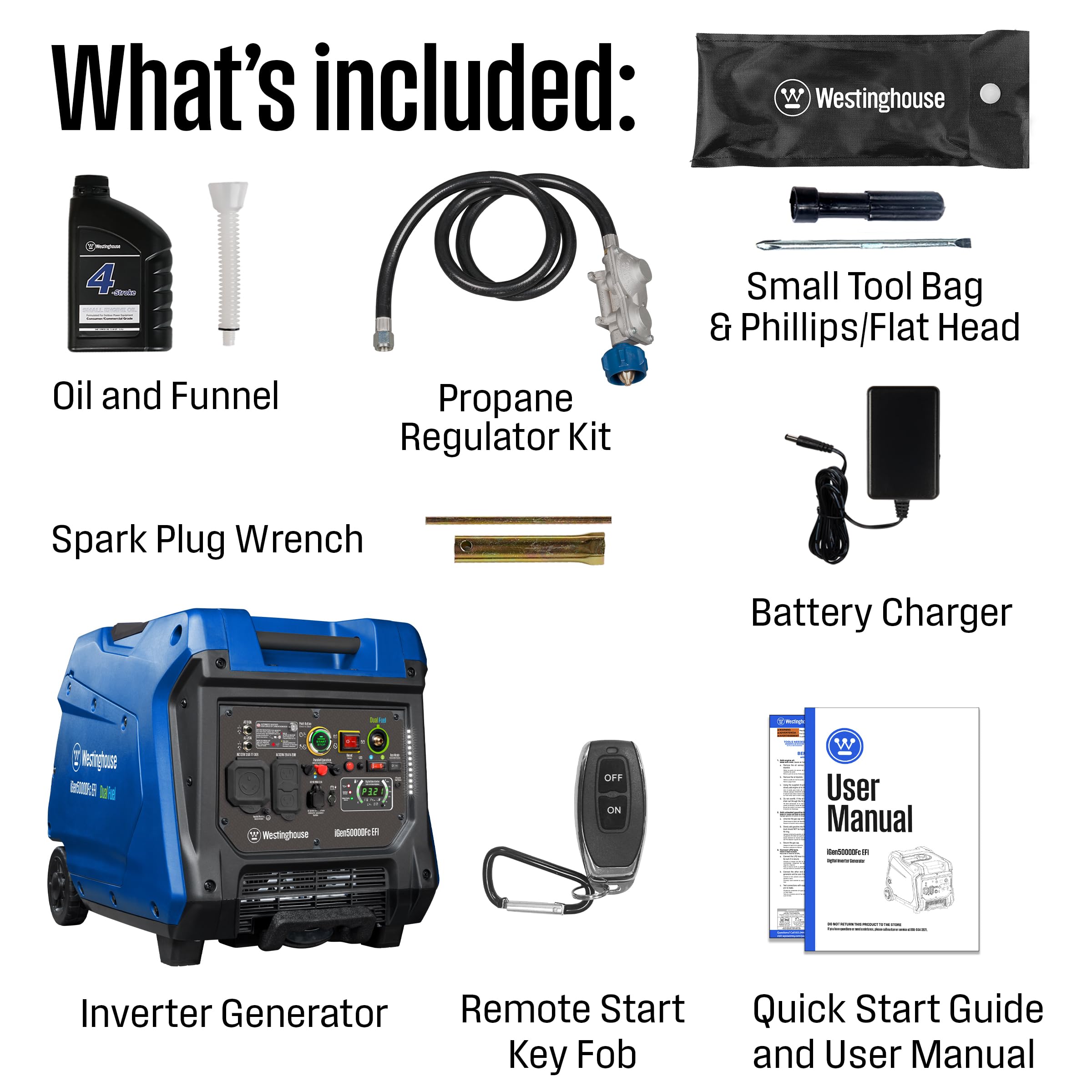 Westinghouse 5000 Peak Watt Super Quiet Portable Inverter Generator, Remote Electric Start with Auto Choke, Wheel & Handle Kit, RV Ready, Gas Powered, Parallel Capable