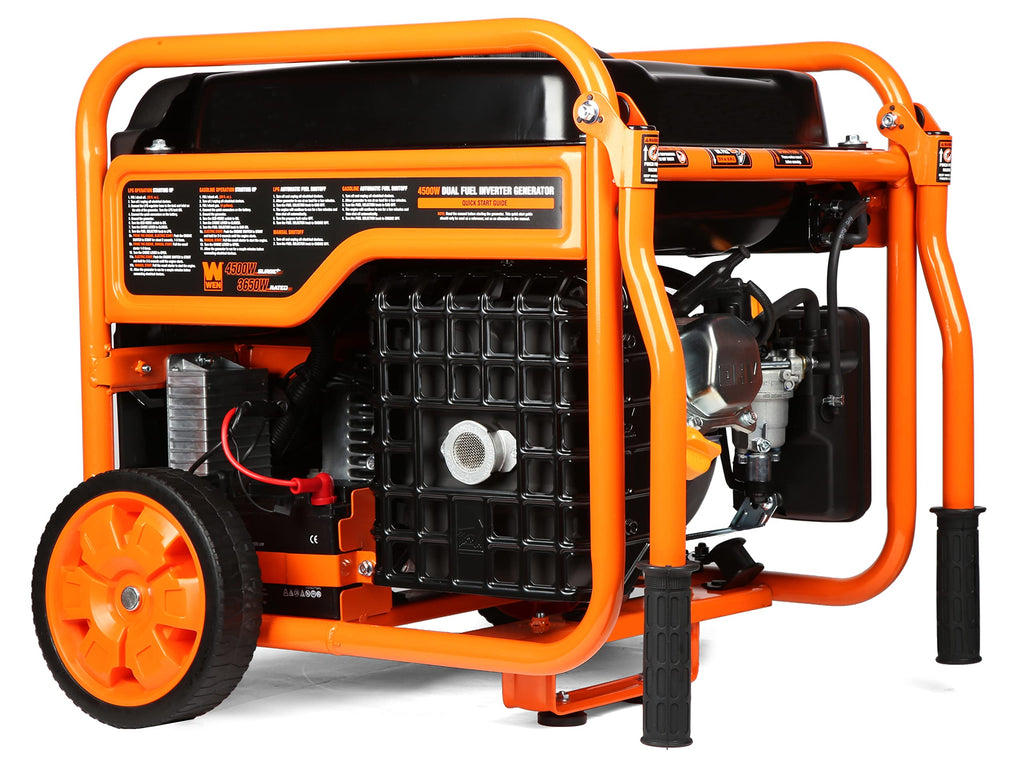 WEN GN400i RV-Ready 4000-Watt Open Frame Inverter Generator, CARB Compliant, Black/orange