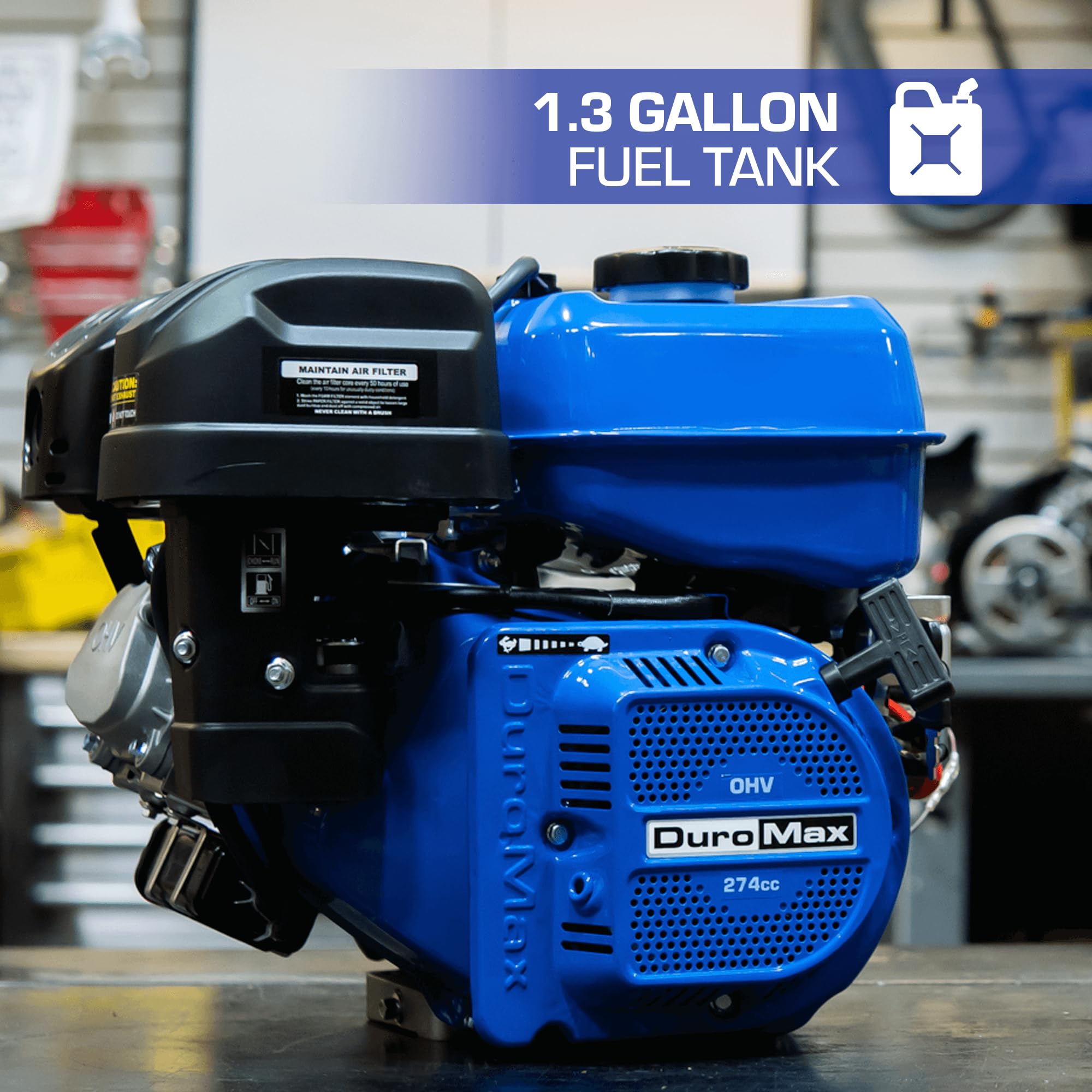 DuroMax XP20HPE 500cc 1-Inch Horizontal Shaft Recoil/Electric Start Gas Powered Multi-Use Engine