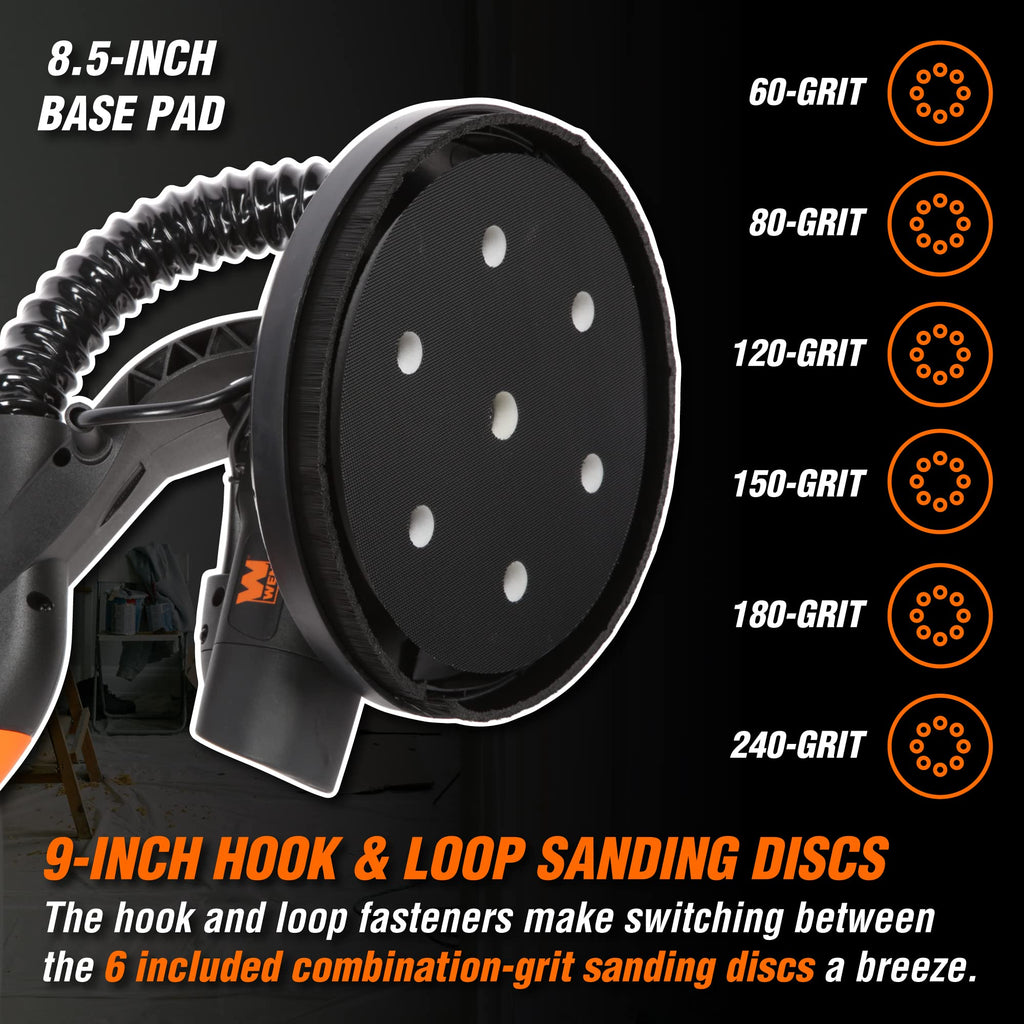WEN DW1085 10-Amp Variable Speed Handheld Drywall Sander with Dust Hose and Collection Bag , Black