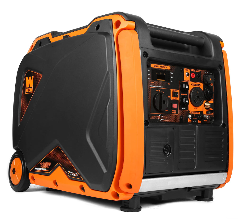 WEN DF451i Super Quiet 4500-Watt Electric Start Dual Fuel RV-Ready Portable Inverter Generator with Fuel Shut-Off