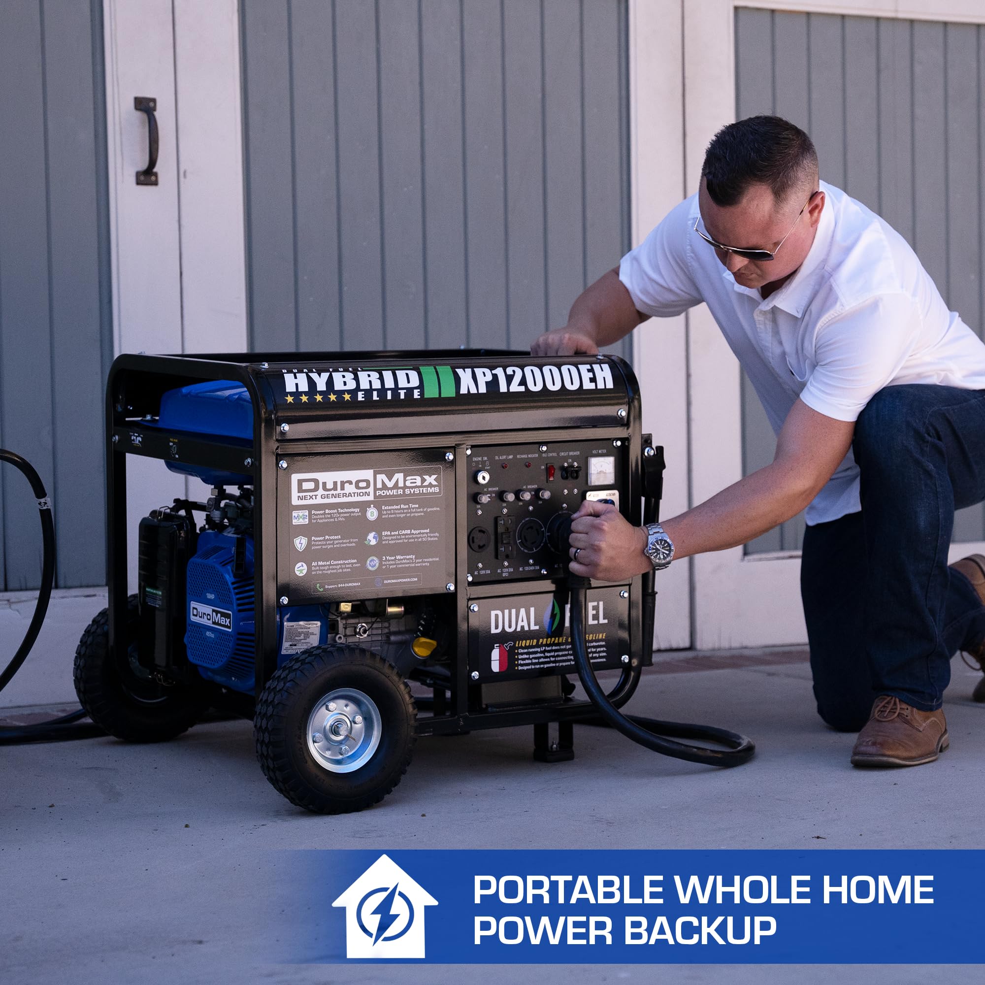 DuroMax XP5500EH 5,500-Watt Dual Fuel Portable Generator - Gas & Propane, Electric Start, RV & Emergency Ready
