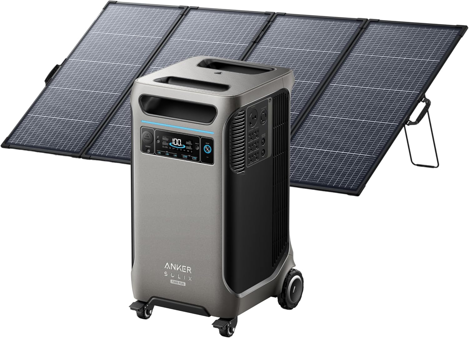 Anker SOLIX F3800 Plus Portable Power Station (Upgraded Version) and BP3800 Expansion Battery with 400W Solar Panel, 7.68kWh, 3200W Solar Input, Generators for Home Use, For Power Outages, Emergencies