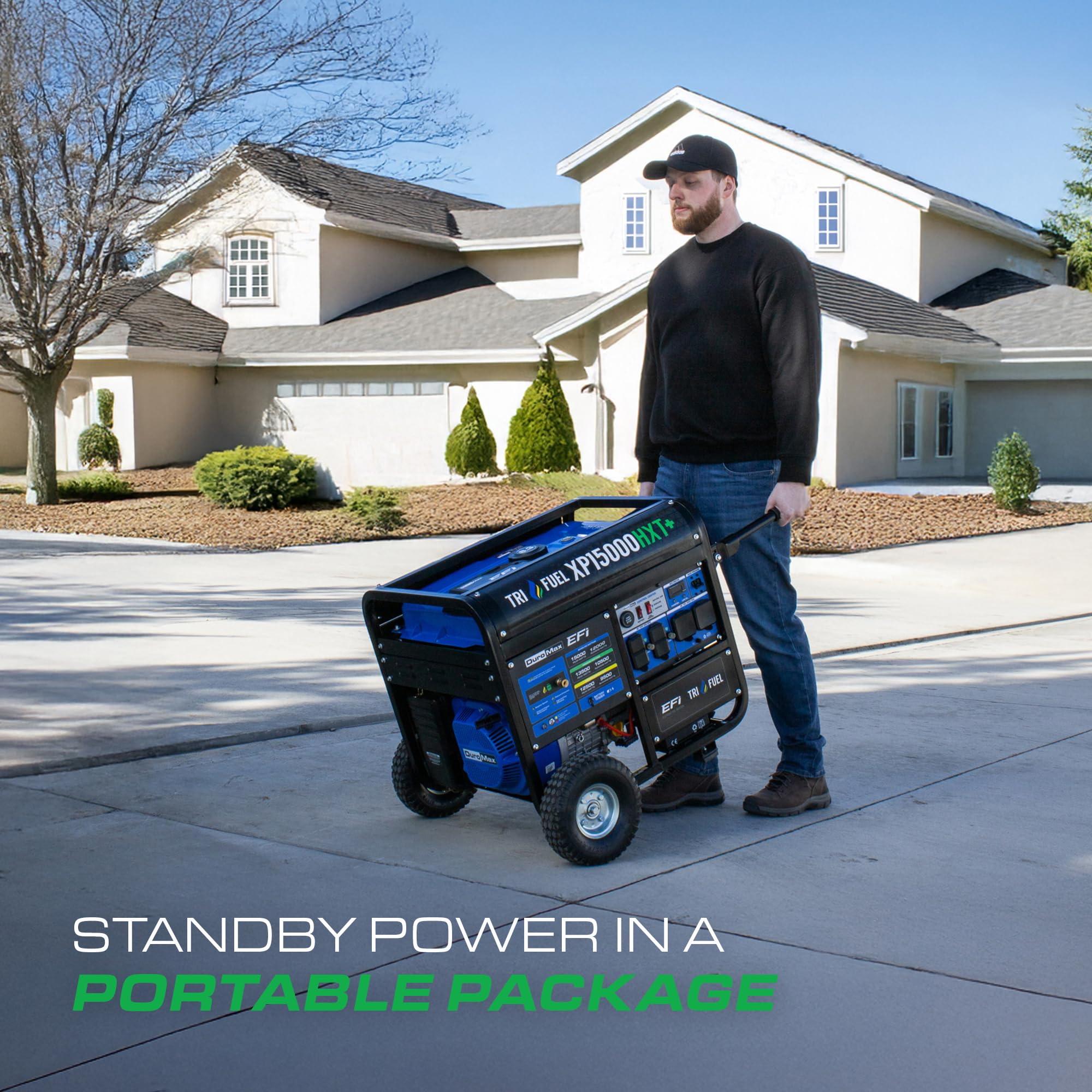 DuroMax XP12000HX 12,000-Watt Dual Fuel Portable Generator - Gas & Propane, Electric Start, Whole Home Power Backup, Transfer Switch Ready, RV & Emergency Ready