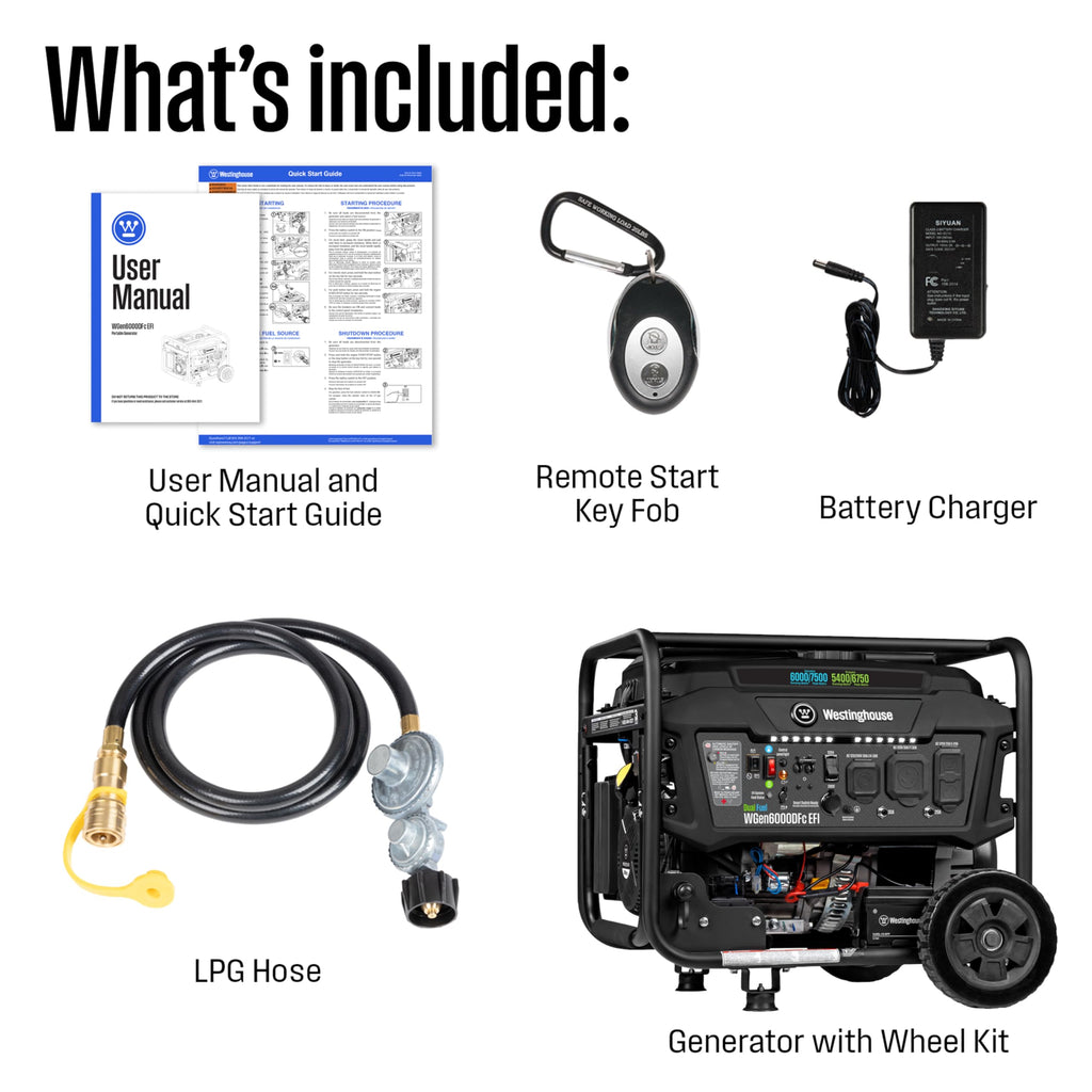 Westinghouse 9500 Peak Watt Dual Fuel Home Backup Portable Generator, Remote Electric Start, Transfer Switch Ready, Gas & Propane Powered